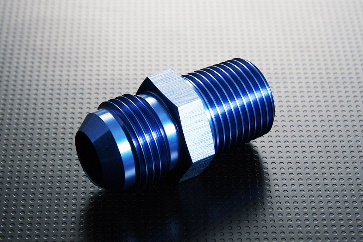 Autobahn88 Aluminum Anodized Hose End Fitting - AN Male Flare to Metric, Straight AN6 to M10 x 1.25 (Blue)
