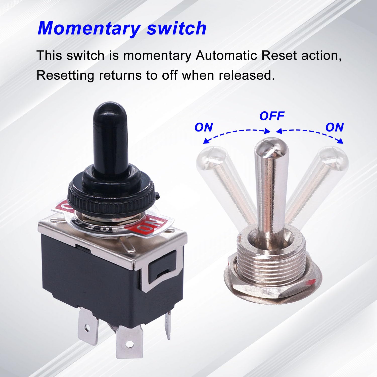 weideer Momentary Reverse Polarity Switch 12V 30A Motor Control RV Jack Switch DPDT 4 Pin (ON)-Off-(ON) Toggle Switch with Water