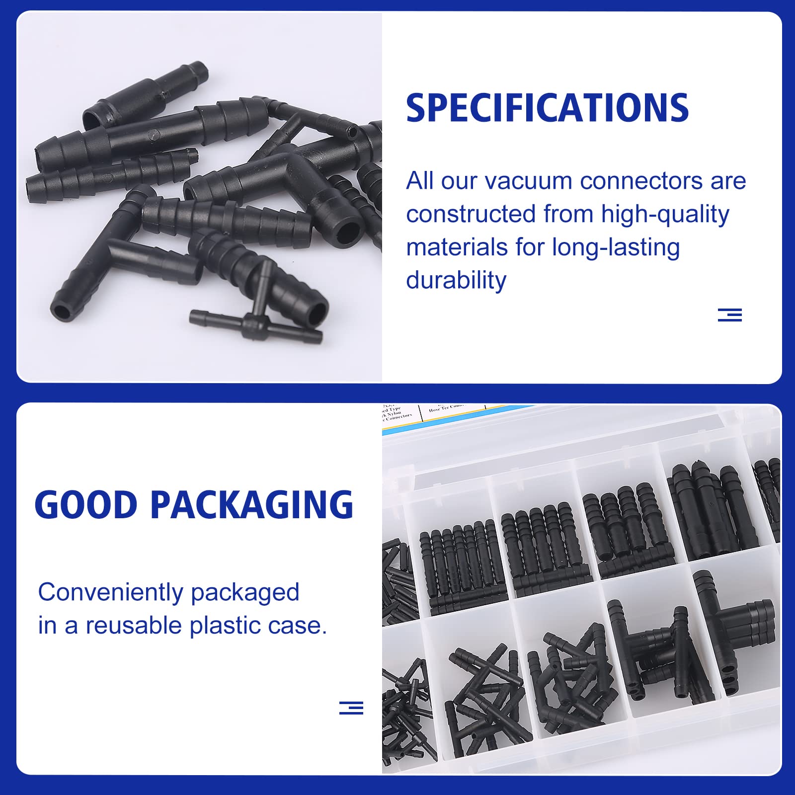 Vacuum Connector Assortment Heat Resistance 240?(460?)Automotive Vacuum Tubing Connector Vacuum Tee Connector Assortment Kit Nyl