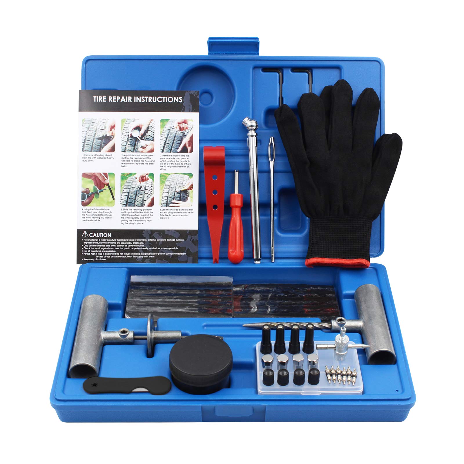 Handfly Tire Repair Kit, 63pcs Heavy Duty Tire Plug Kit, Universal Tire Repair Tool kit to Fix Punctures and Plug Flats Tire Pat