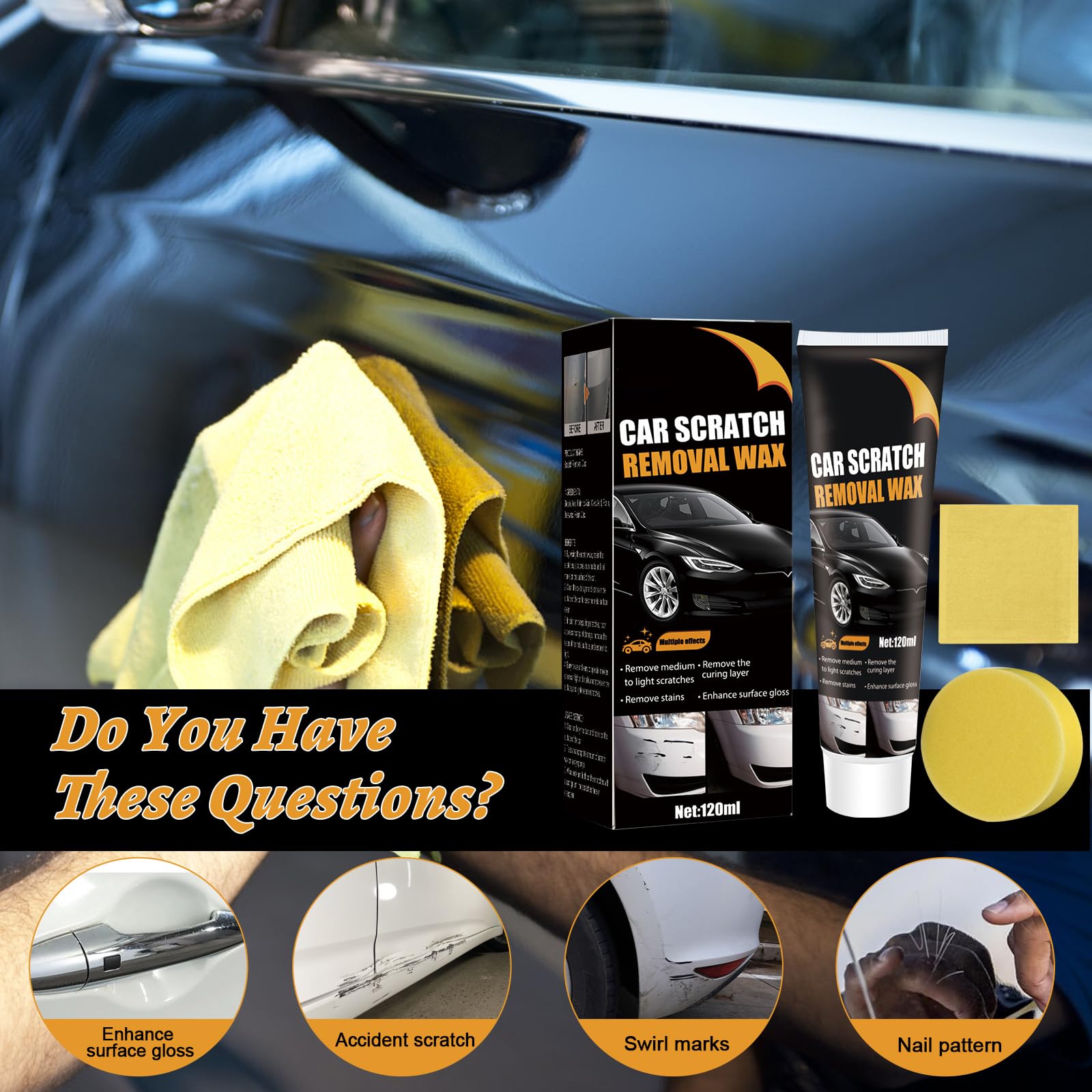 Scratch Remover for Vehicles, Upgrade Car Scratch Remover for Deep Scratches, Car Polishing Wax Scratch Remover for Vehicles,Car