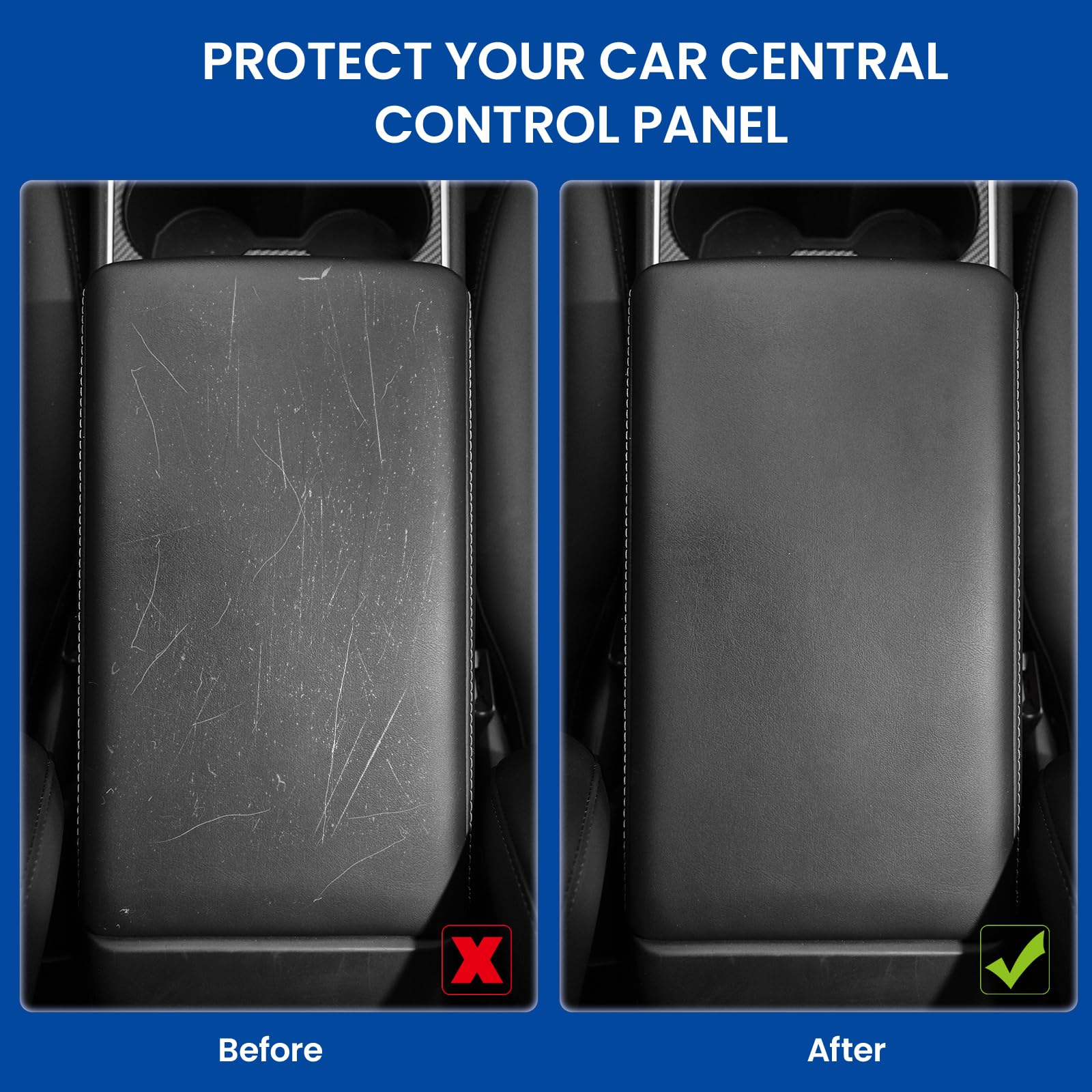 Tesla Model 3/Y Armrest Accessories - Wonarby Center Console Cover for Tesla - Car Armrest Box Cover Decoration Interior for Mod