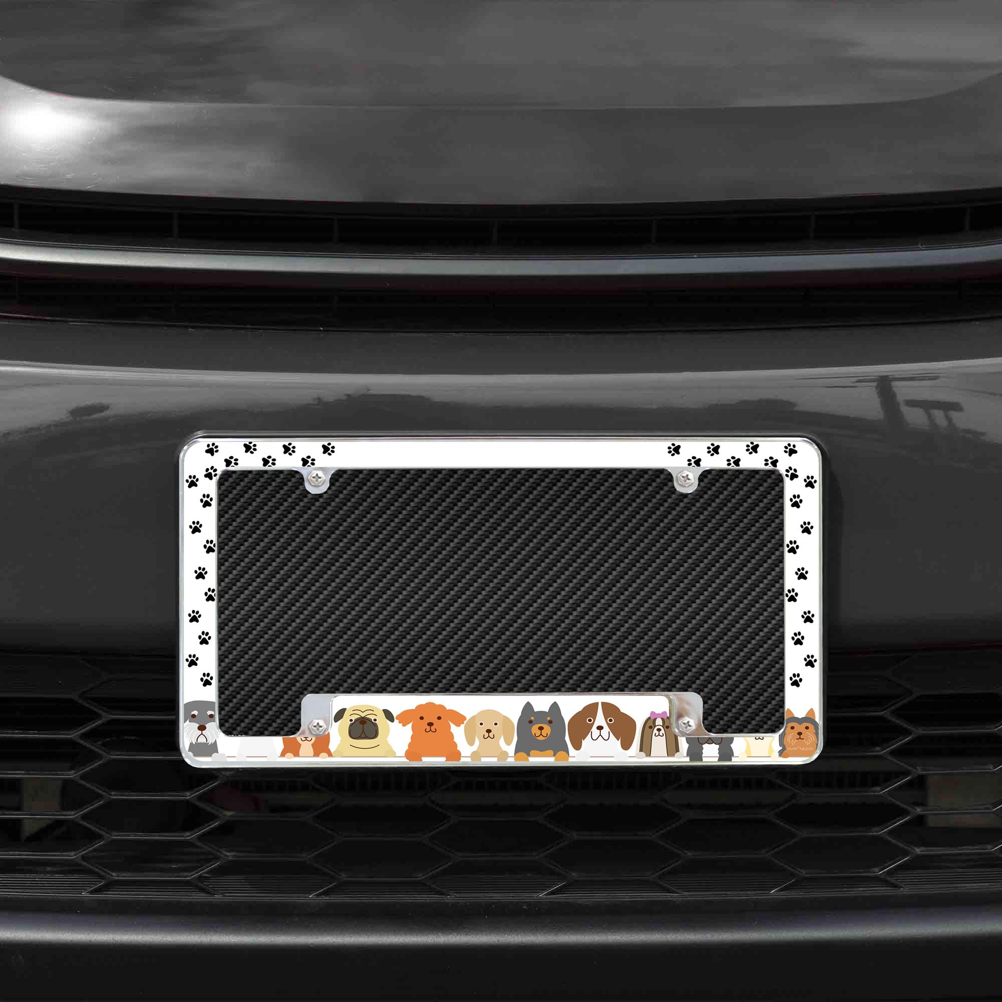 Rico Industries Dog Pattern All Over Automotive License Plate Frame for Car/Truck/SUV (12 x 6)