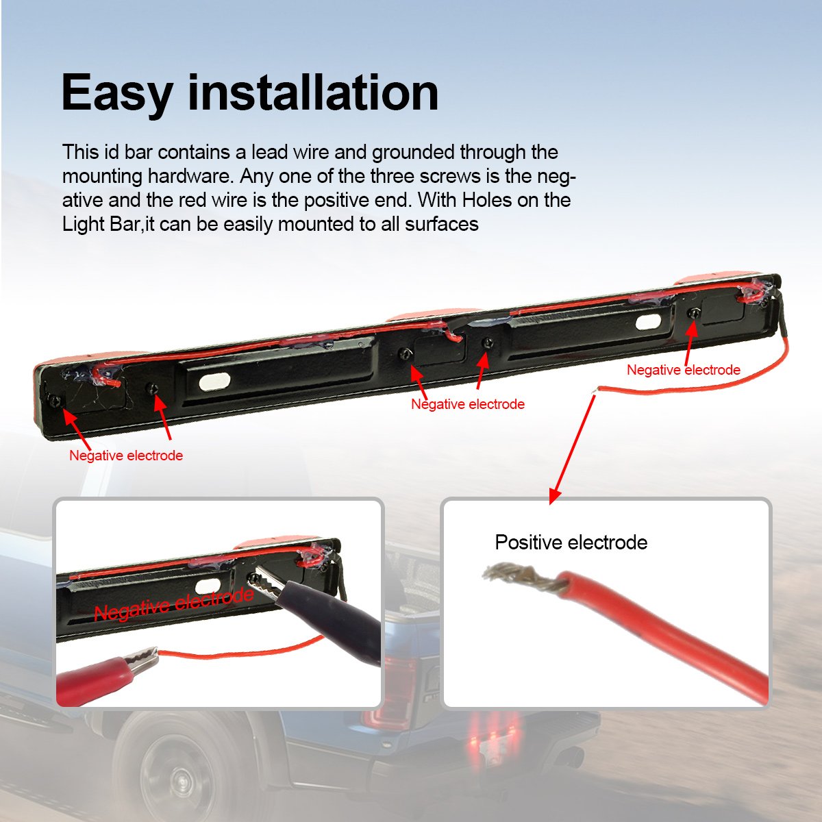 Partsam Red Clearance Id Bar Marker Light 3 Light 9 Led Trailer Sealed Stainless Steel, [Dot Approved] Sealed 3-Light Truck And