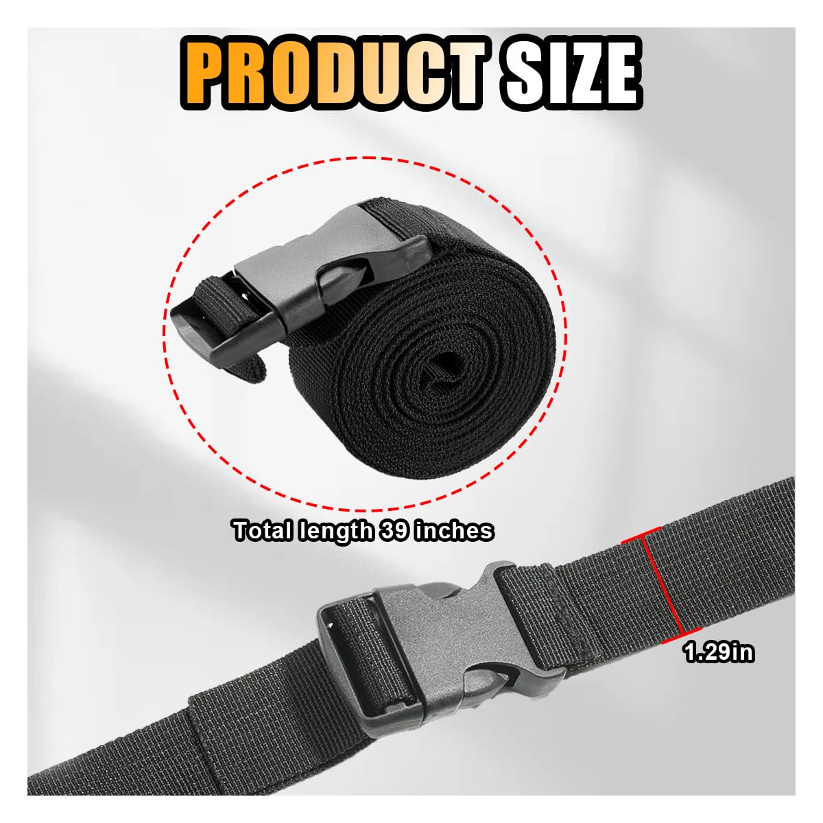 GLSOWEE Car Battery Tie Down Strap - Adjustable Buckle, 39 Inch, 2 PCS Pack, Black, Polypropylene