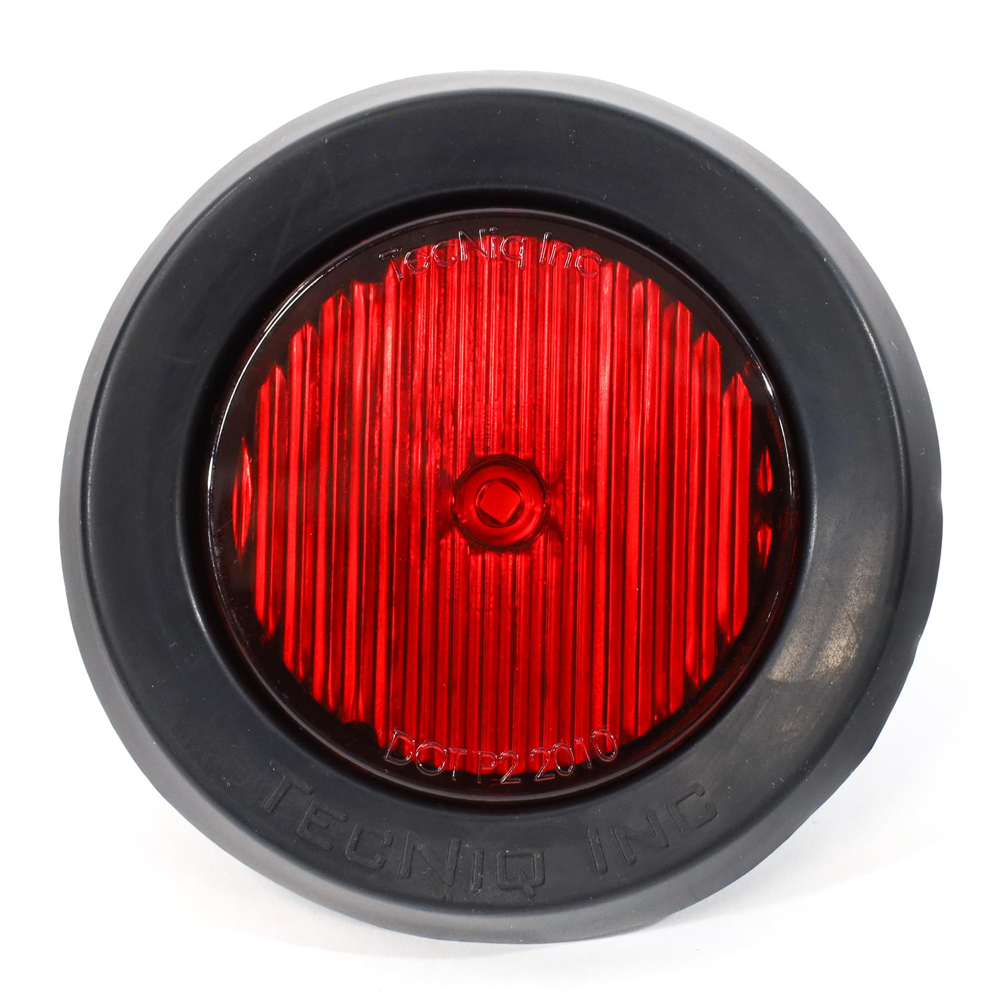 TecNiq S30-RR00-6 | 2 Round Red LED Low-Profile Side Marker Light - Red Lens, DOT Approved, IP68 Waterproof, Grommet Mount - 12V