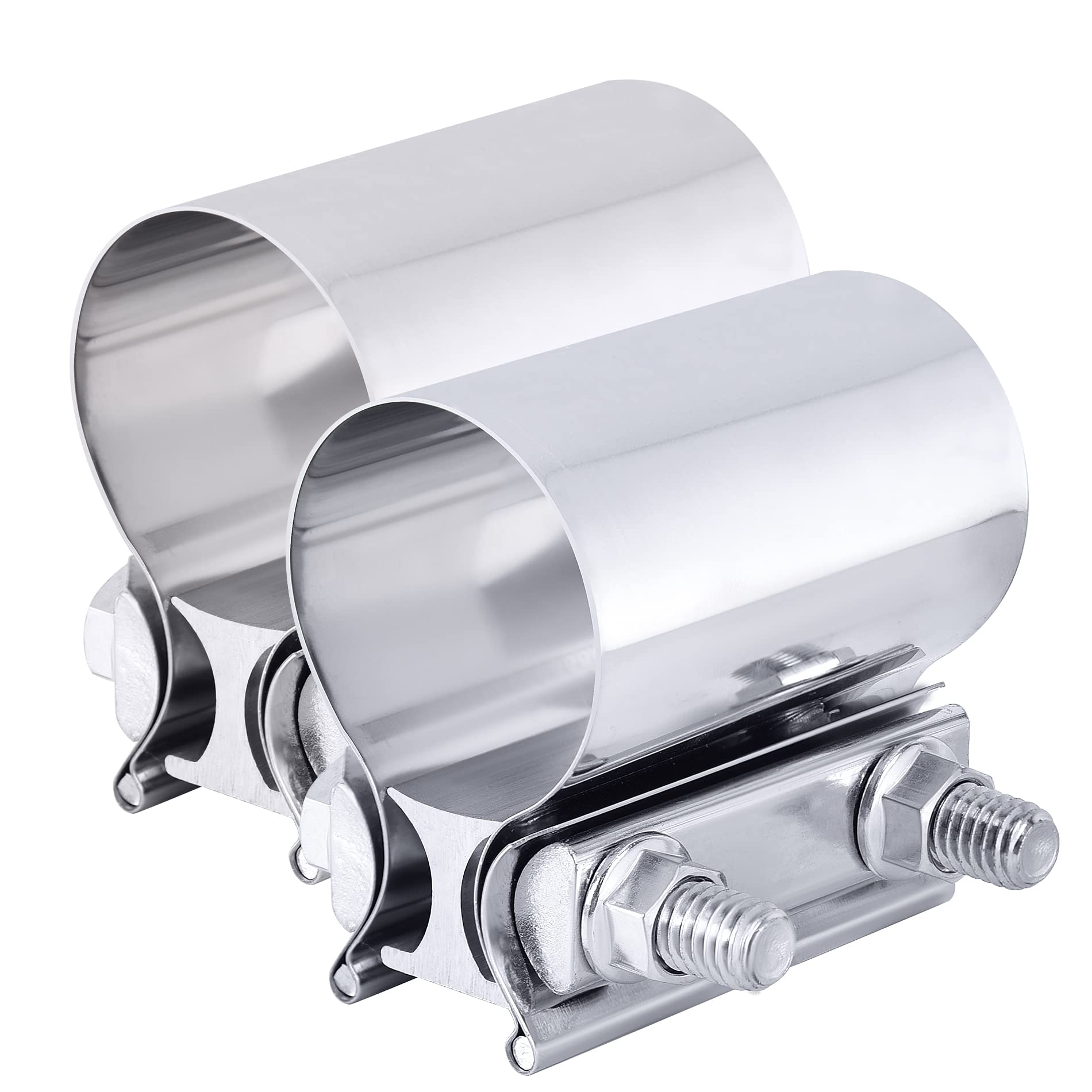 EVIL ENERGY Exhaust Clamp,Butt Joint Band Clamp Sleeve Coupler Stainless Steel (2.5 Inch,2Pcs)