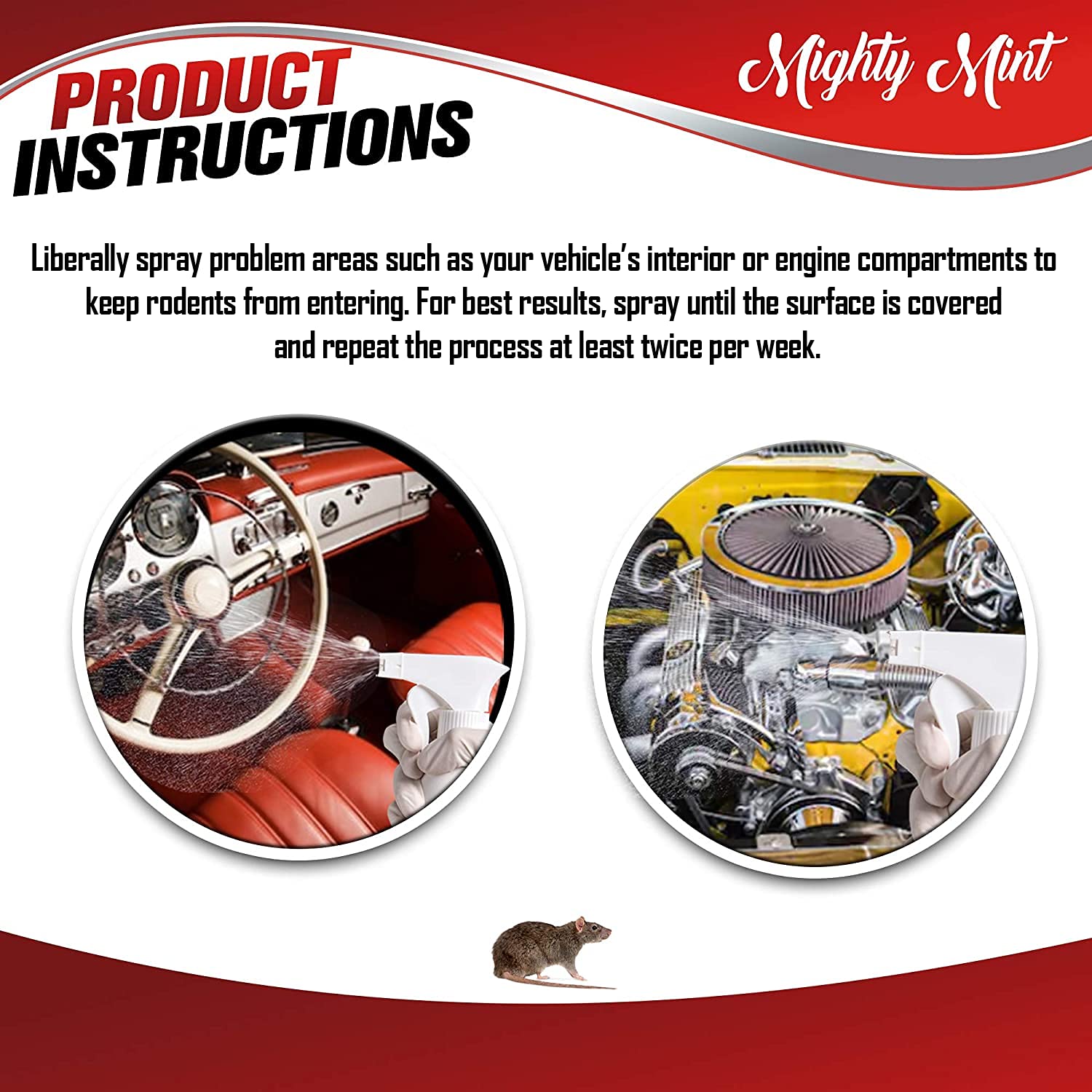 Mighty Mint Rodent Repellent Spray for Vehicles - Effective for Cars, Trucks, RVs & Boats
