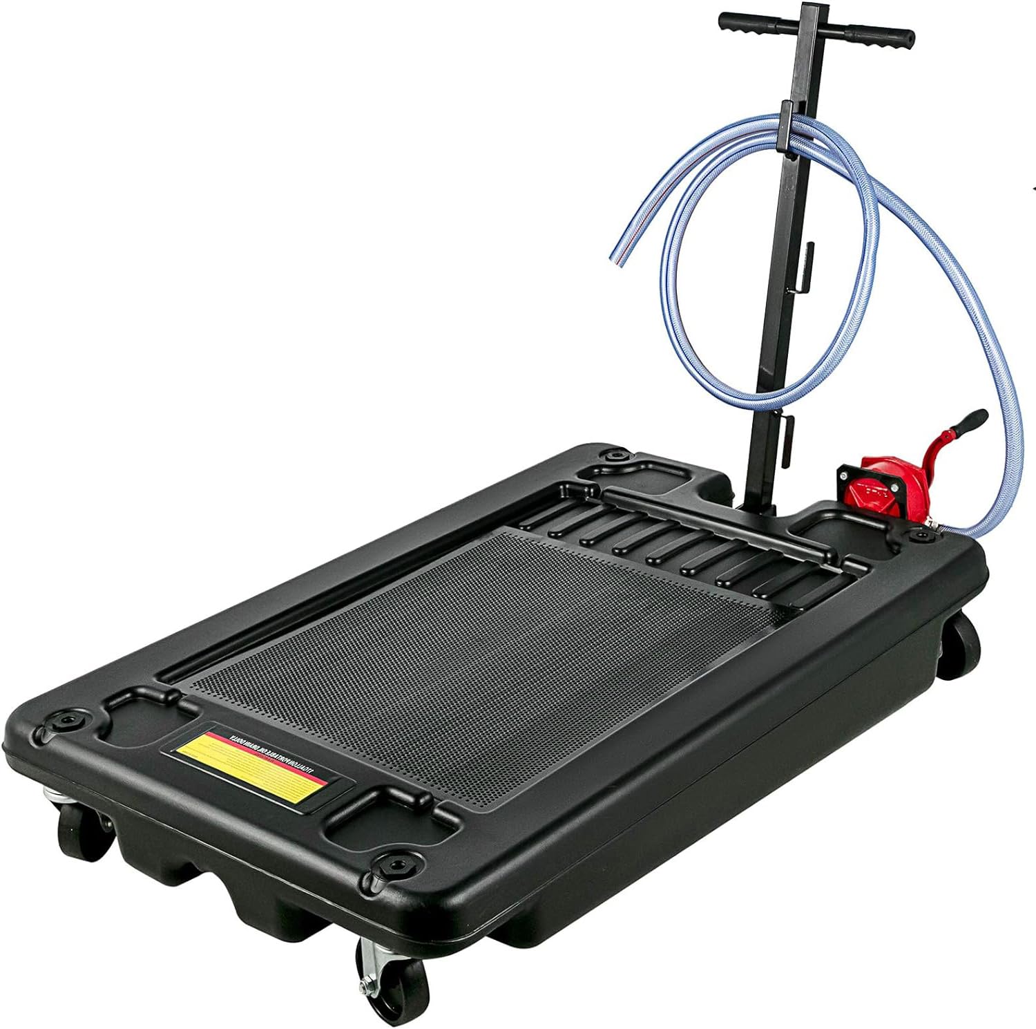 VEVOR Oil Drain Pan, 17 Gallon Oil Drain Pan with Pump, 64L Low Profile Oil Drain Pan with 8 ft Hose, Rolling Oil Drain Cart for