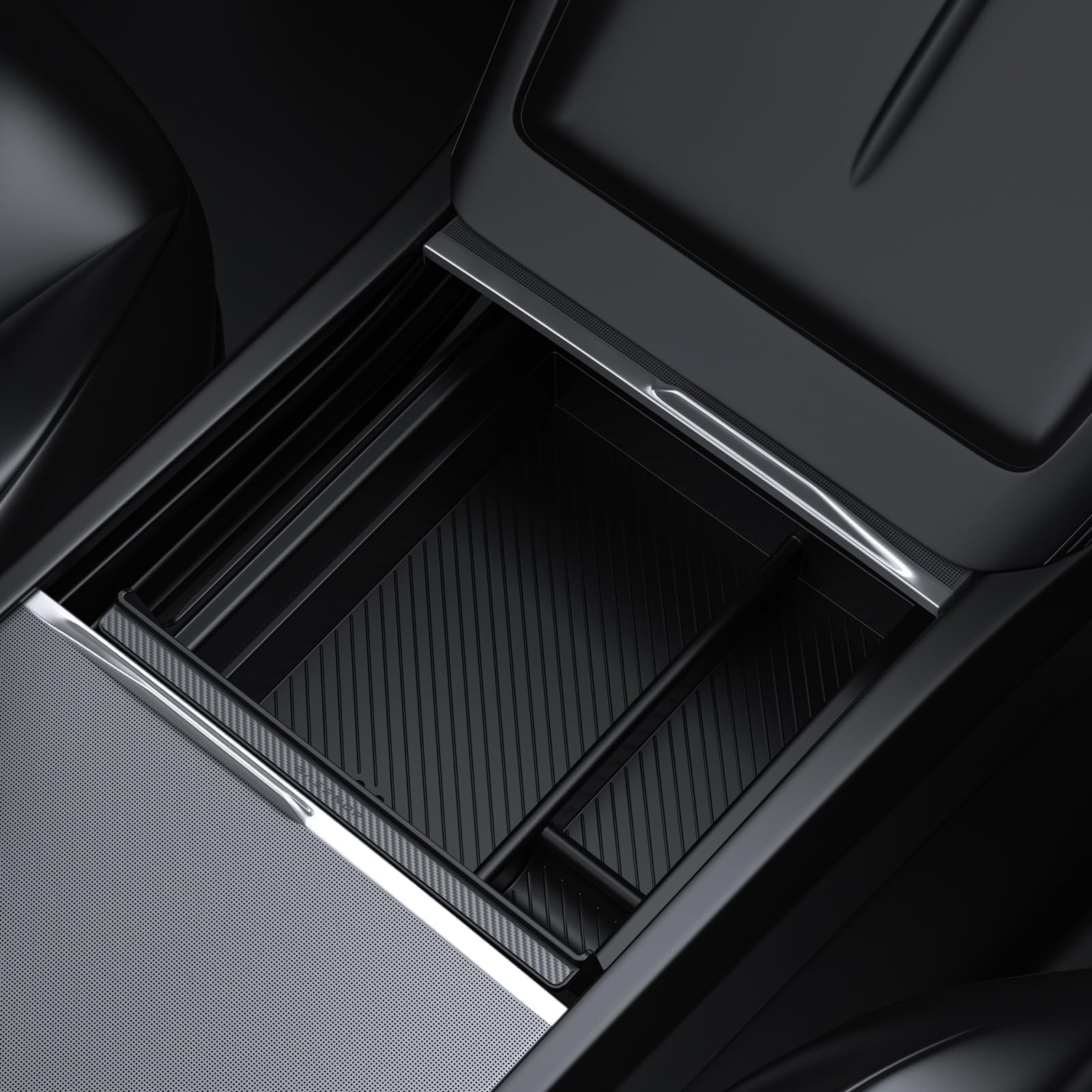 Basenor Center Console Organizer Tray (Carbon Edition) Compatible With Tesla Model 3 Highland 2024 2025 Tesla Model Y 2025 Refre