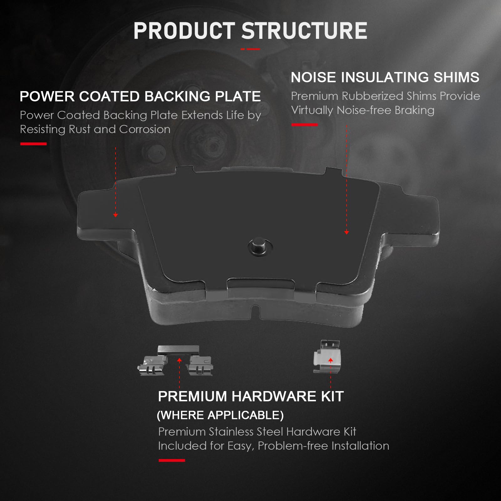 Cciyu D1070 D1071 Front & Rear Ceramic Brake Pads - For Ford Five Hundred, Freestyle, Taurus, Taurus X, Montego, Sable
