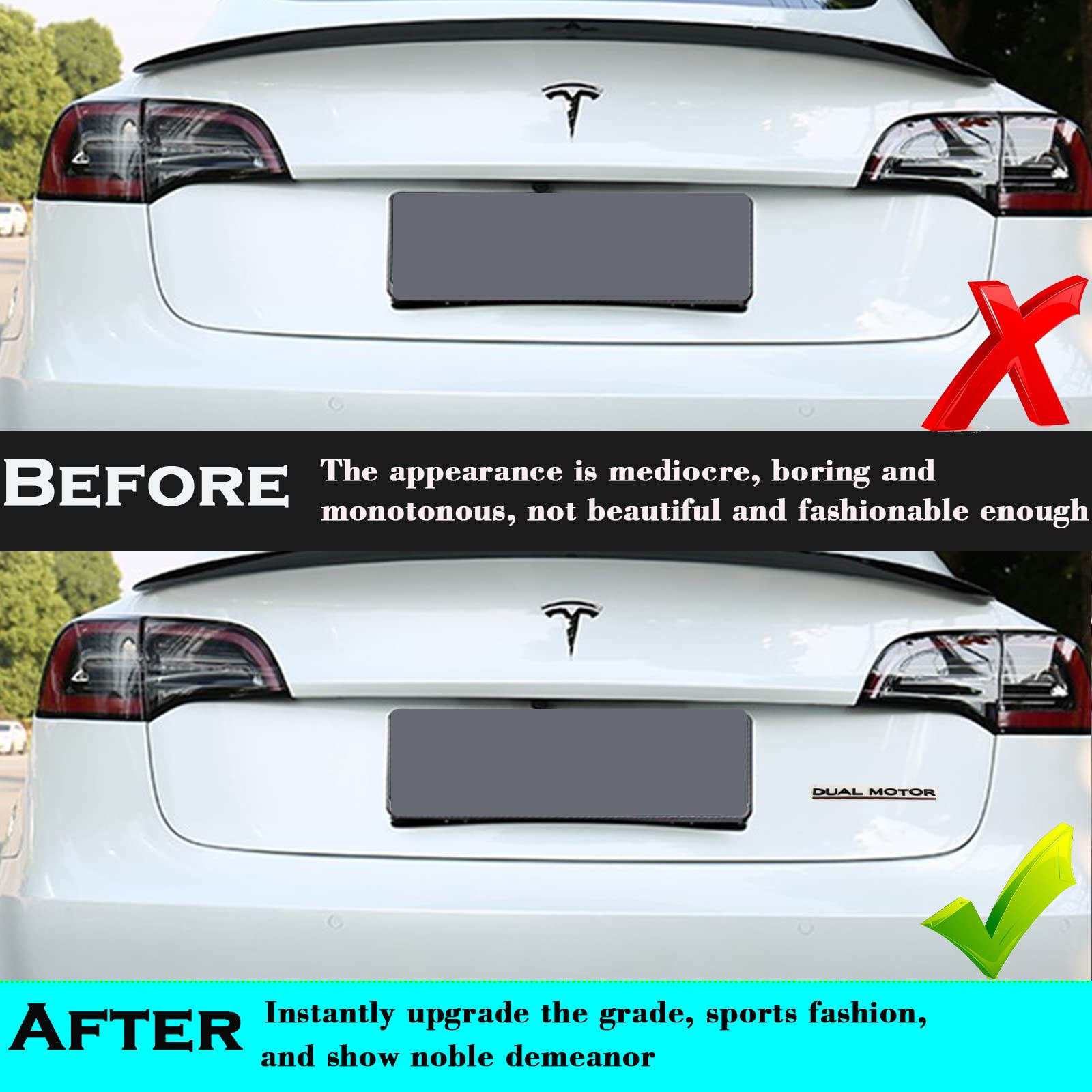 Yhcdsea Dual Motor Badge Emblem Sticker Plaid Decor Compatible For Model 3 Y X S Accessories (Glossy Black-Red Line)