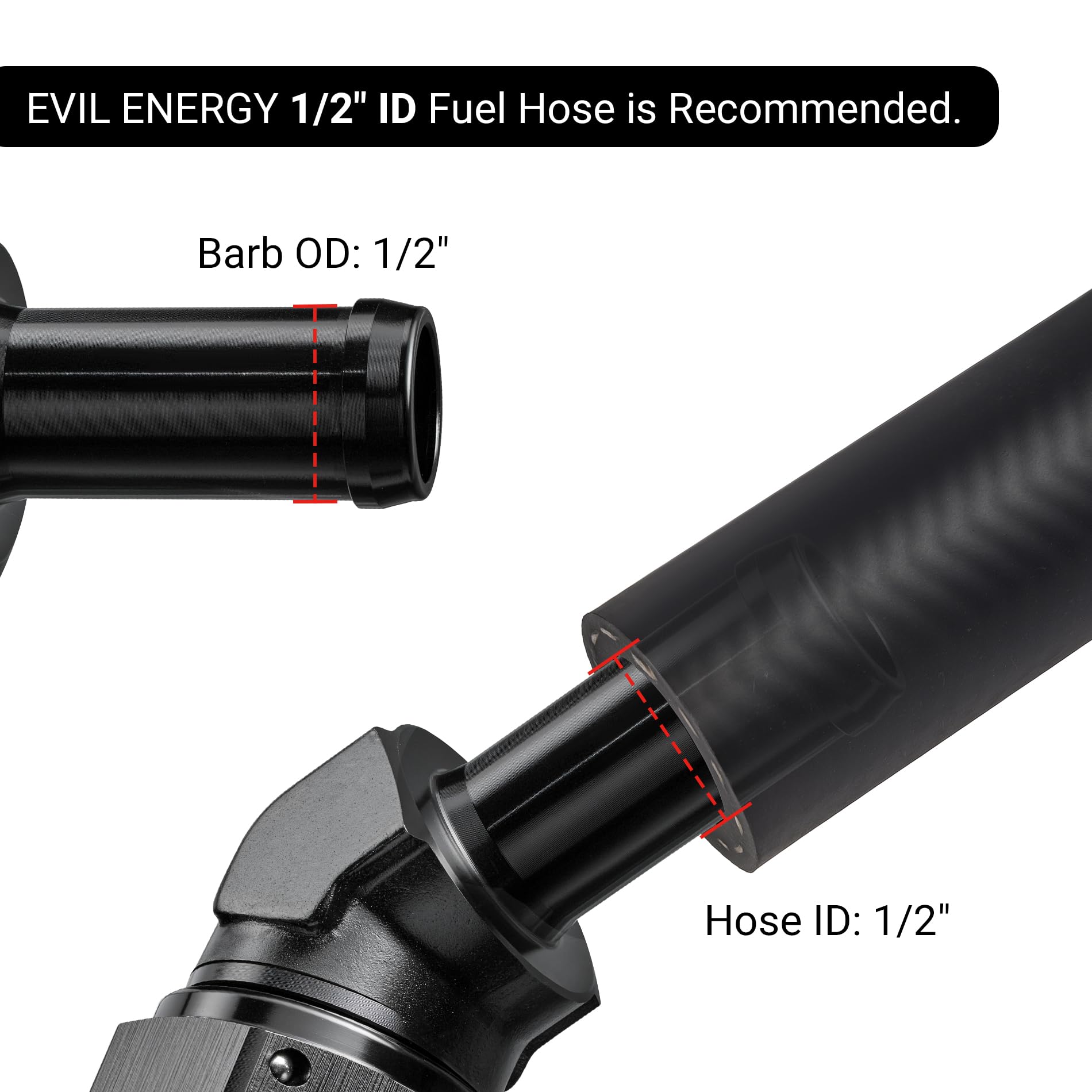 Evil Energy 10An Female To 1/2'' Barb Hose Fitting 45 Degree Swivel
