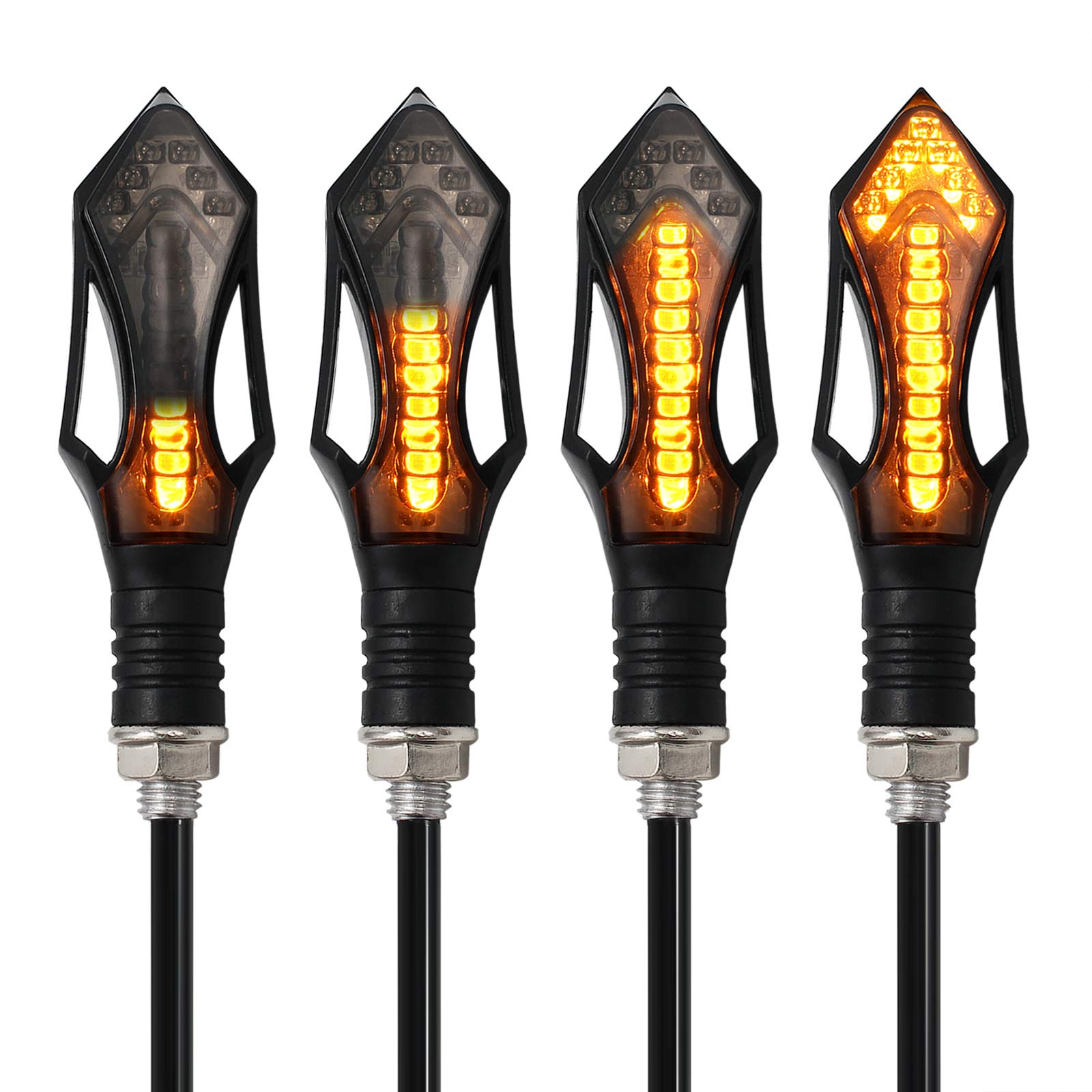 Kinstecks 4Pcs Motorcycle Indicators Flowing Motorcycle Turn Signal Lights Motorbike Indicators Turning Indicators 12V 12Leds Bulbs For Motorcycle Motorbike Led Amber