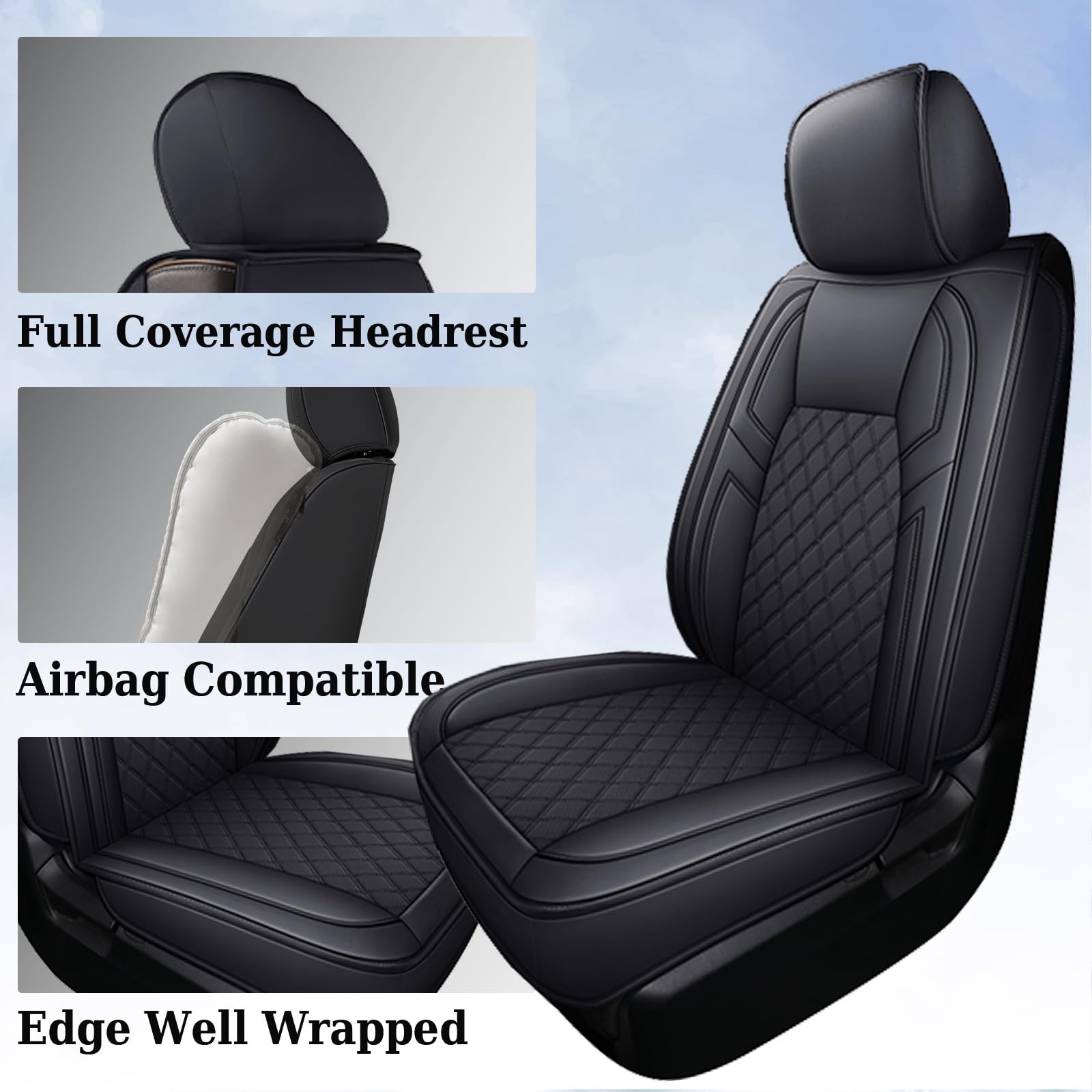 Coverado Toyota Tundra Seat Covers, Leather Car Seat Covers Full Set Automotive Seat Covers Protector Compatible With 2007-2021