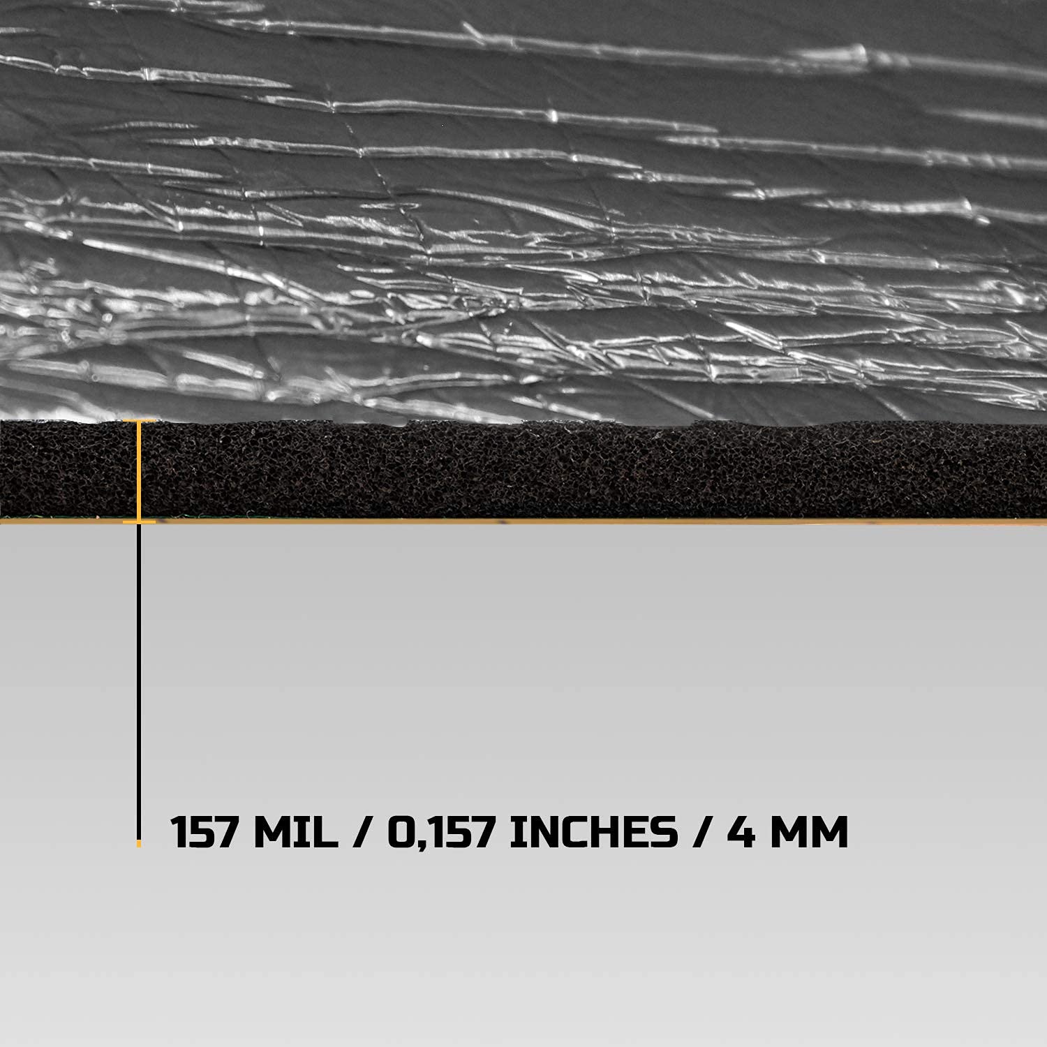 Siless Liner 157 Mil (4 Mm) 51 Sqft Aluminum Foil Finish Car Sound Deadening & Heat Insulation Closed Cell Foam - Pe Foam Sound