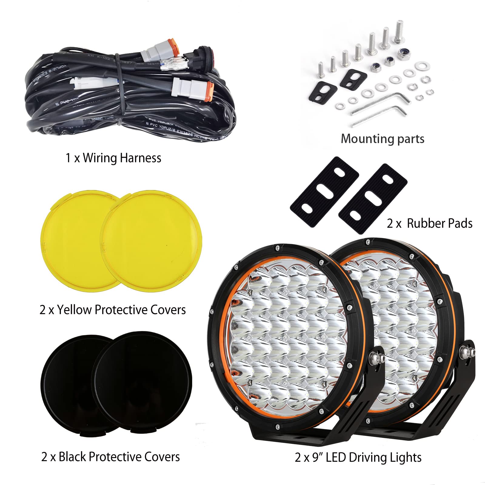 Biglion.X 9 Inch Round Led Offroad Lights Offroad Driving Lights Super Bright Led Driving Lights Spot Lights Waterproof Ip68 12V 24V For Pickup Trucks Suv Utv 4Wd