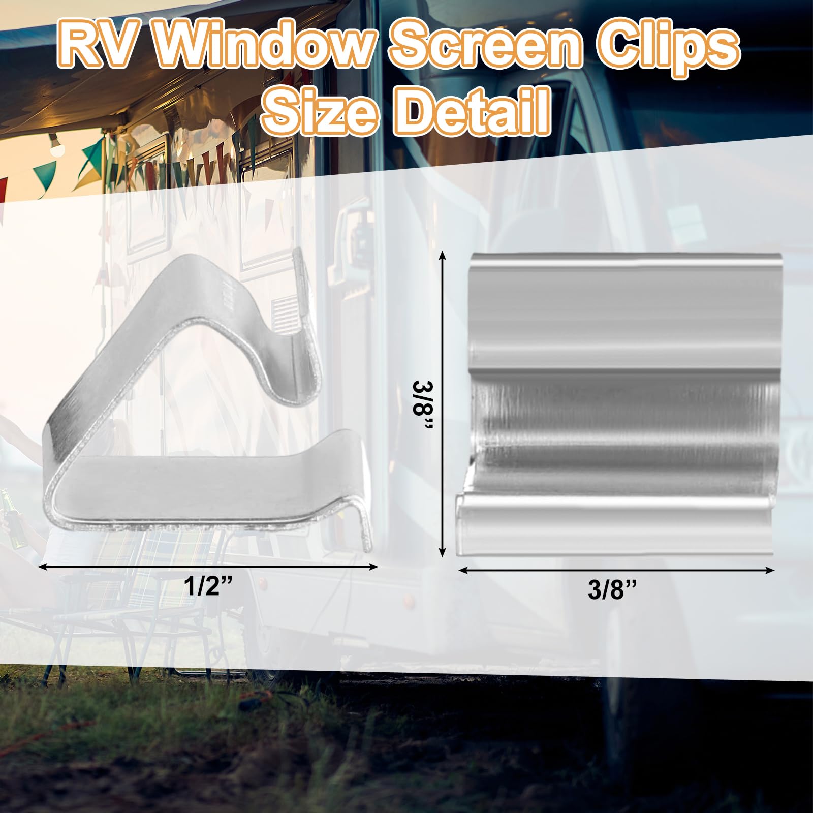 Datanly 16 Pcs RV Window Replacement Screen Clips, Stainless Steel, 1/2 inch, Silver, Model JIA-Datanly-1227