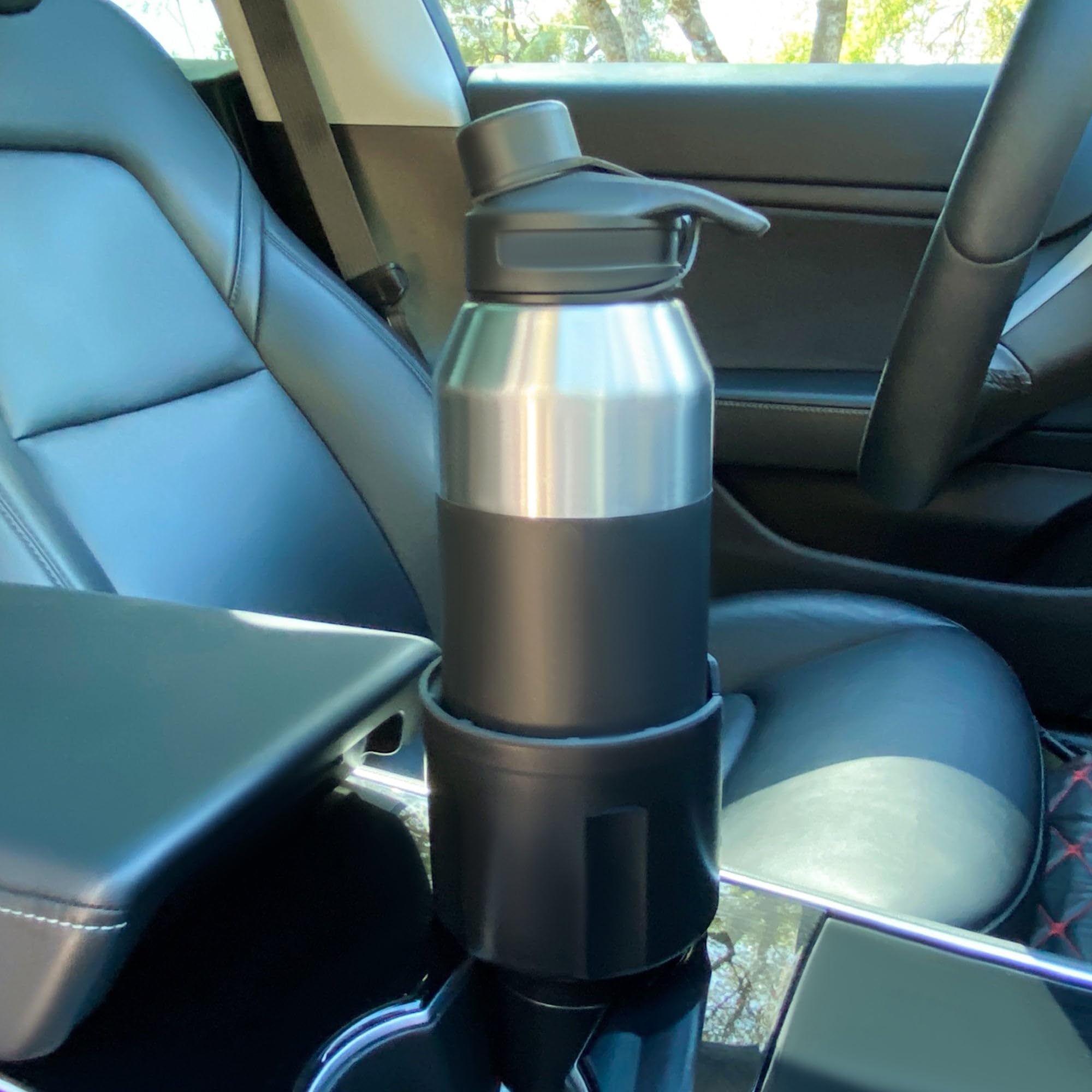 Swigzy Car Cup Holder Expander - Adjustable Insert for 32-40oz Bottles, Black, Polycarbonate, Model 13
