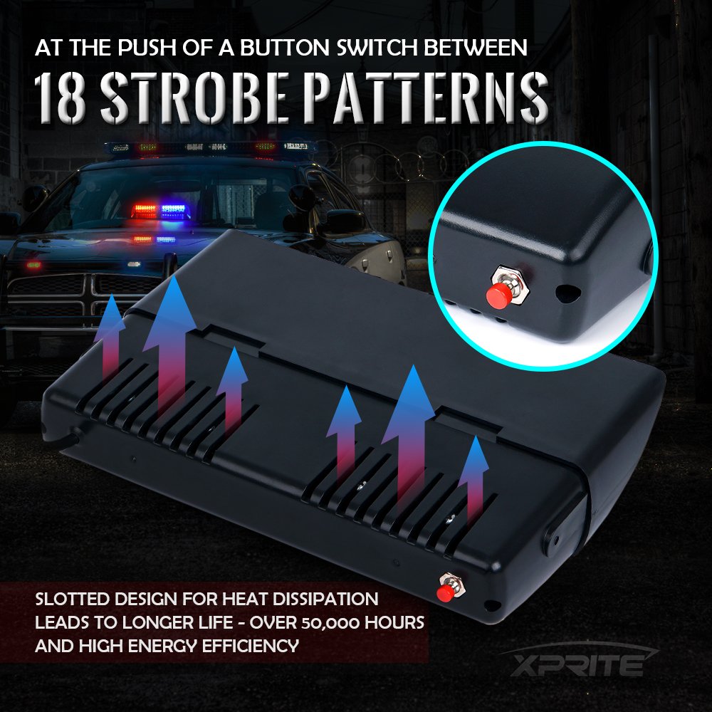 Xprite Red LED Strobe Lights for Vehicles, Model YL125-R-1, Interior Dash & Windshield Warning Light with Suction Cups