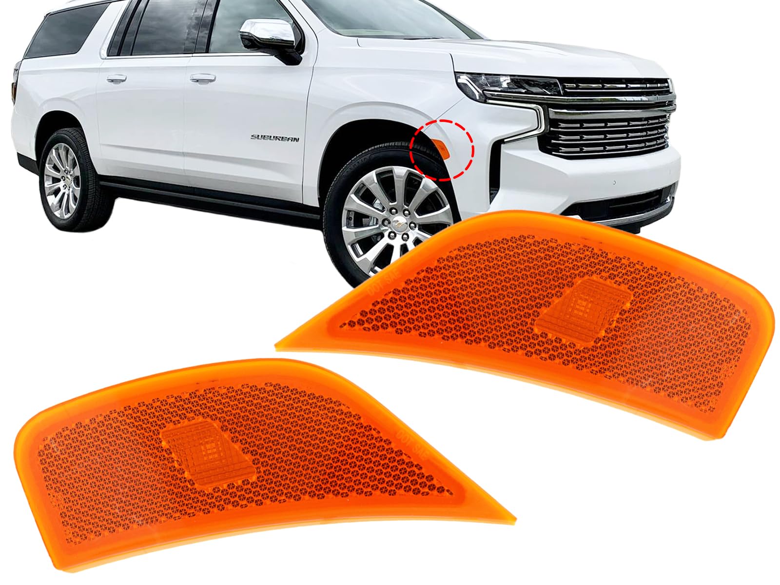 Auto Parts Avenue APA Replacement Front LED Side Marker Lamp for 2021 2022 2023 Tahoe Suburban Yukon XL Denali Escalade ESV Driv