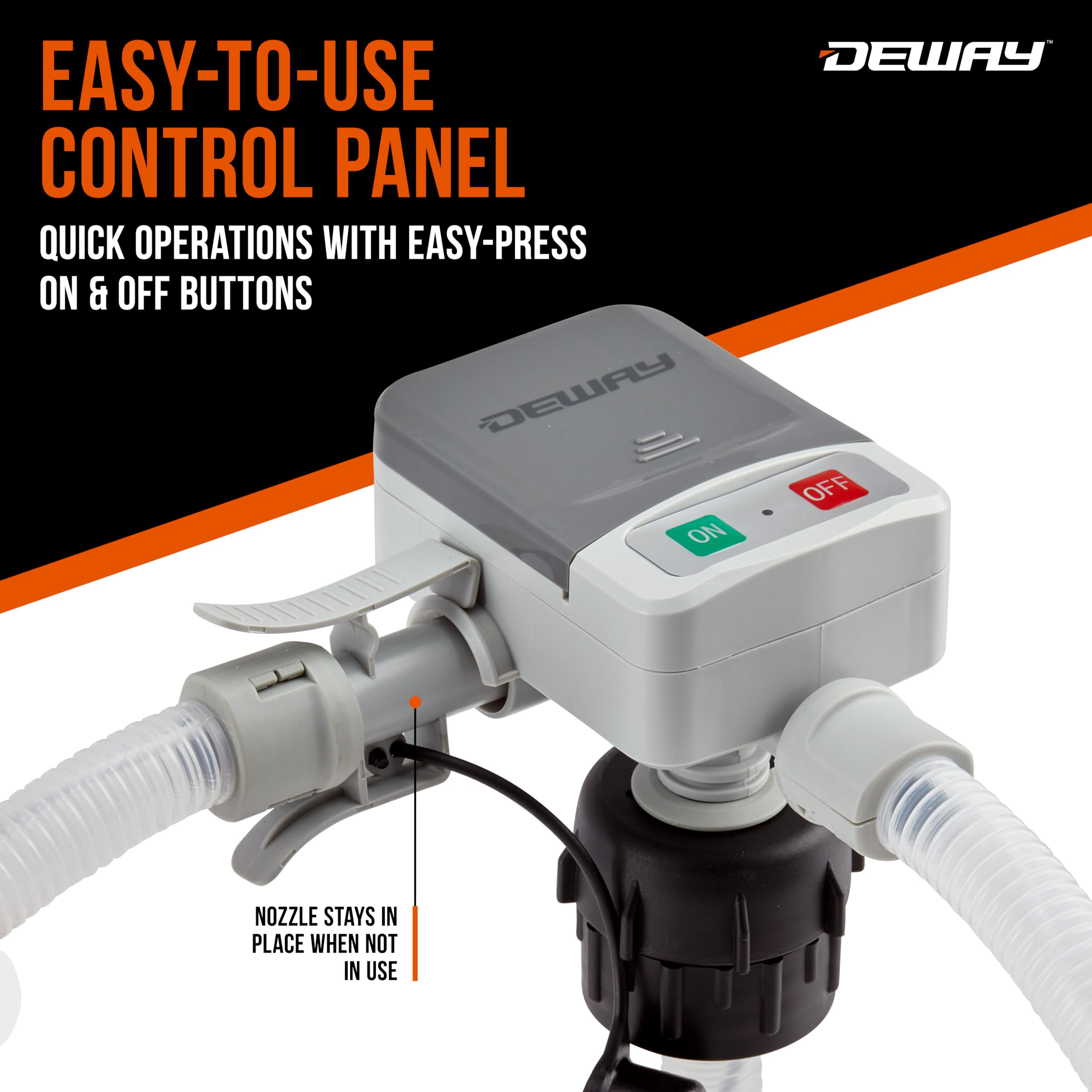 DeWay Fuel Transfer Pump for Gas Can with Precision Auto-Shutoff Nozzle | Fast 2.4GPM Flow Rate, Long 51    Hose, 4 AA Battery P