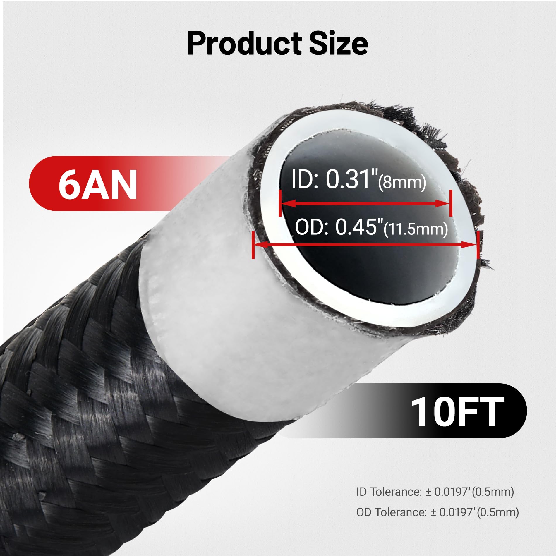 EVIL ENERGY 6AN PTFE Fuel Hose Line E85 Nylon Braided 10FT Black
