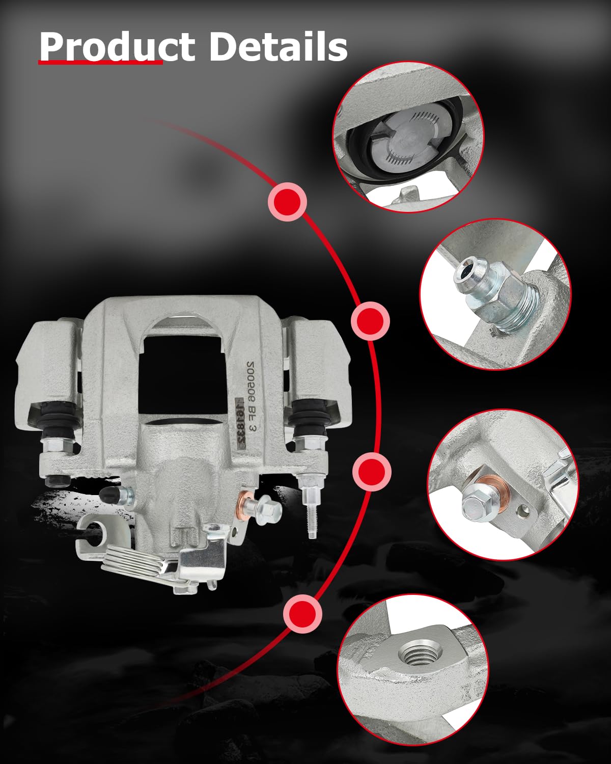 cciyu 18B5299 Rear Left Brake Caliper With Bracket For Ford For Edge 2011-2014,For Lincoln For MKX 2011-2015
