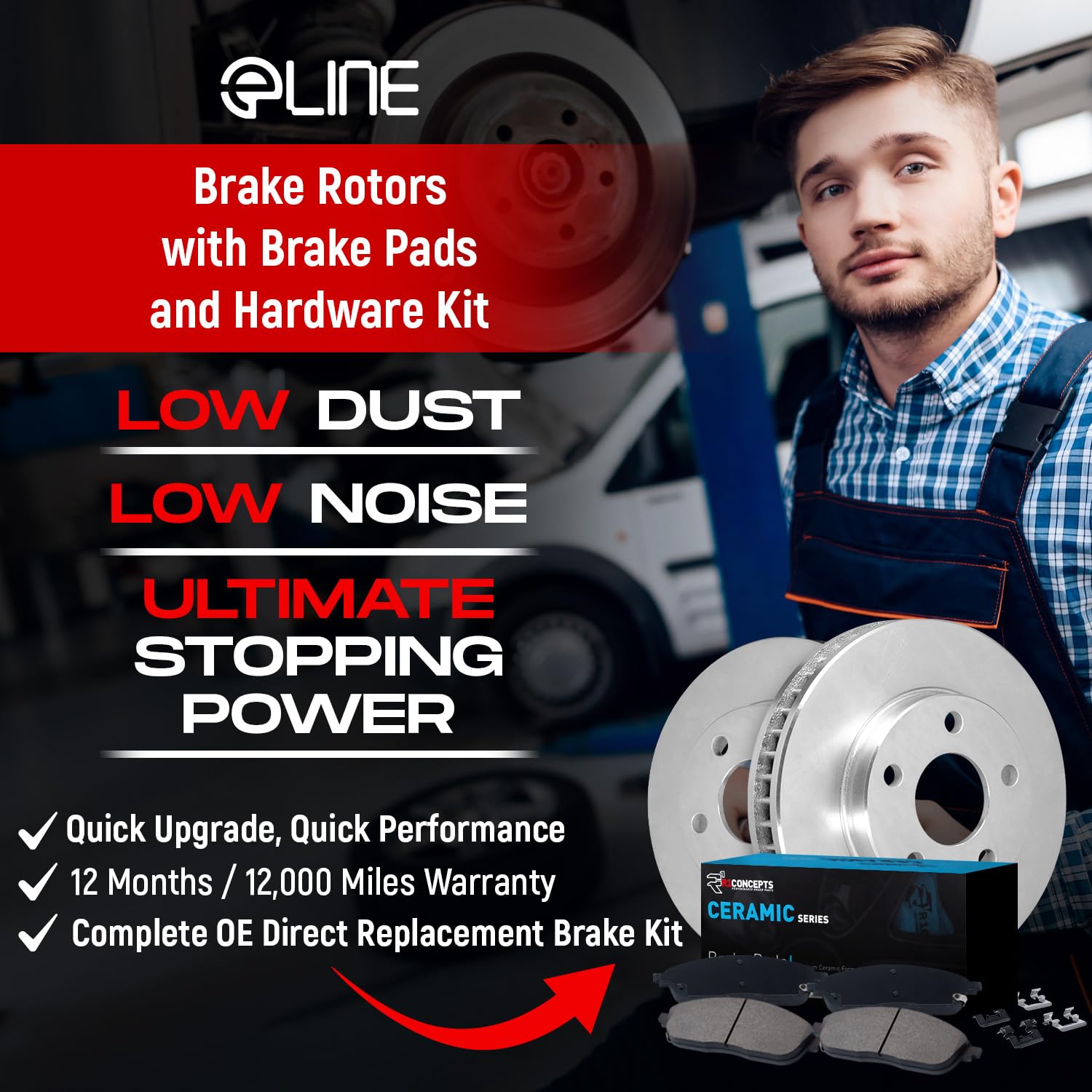 R1 Concepts Front And Rear Brakes And Rotors| Hardware Included| Front And Rear Ceramic Brake Pads And Rotors Kit| Fits 2017-201