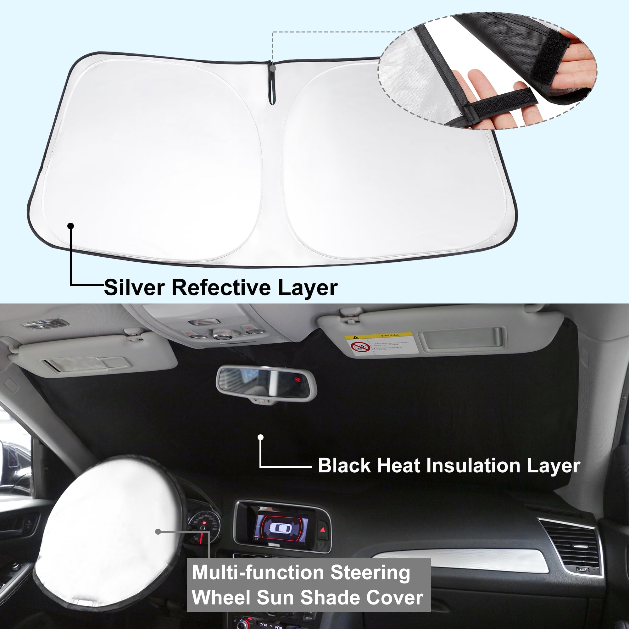 Yycke Windshield Sun Shade Accessories Compatible With 2021-2024 2025 Tahoe For Chevrolet Foldable Sunshade Sun Visor Blocks Uv