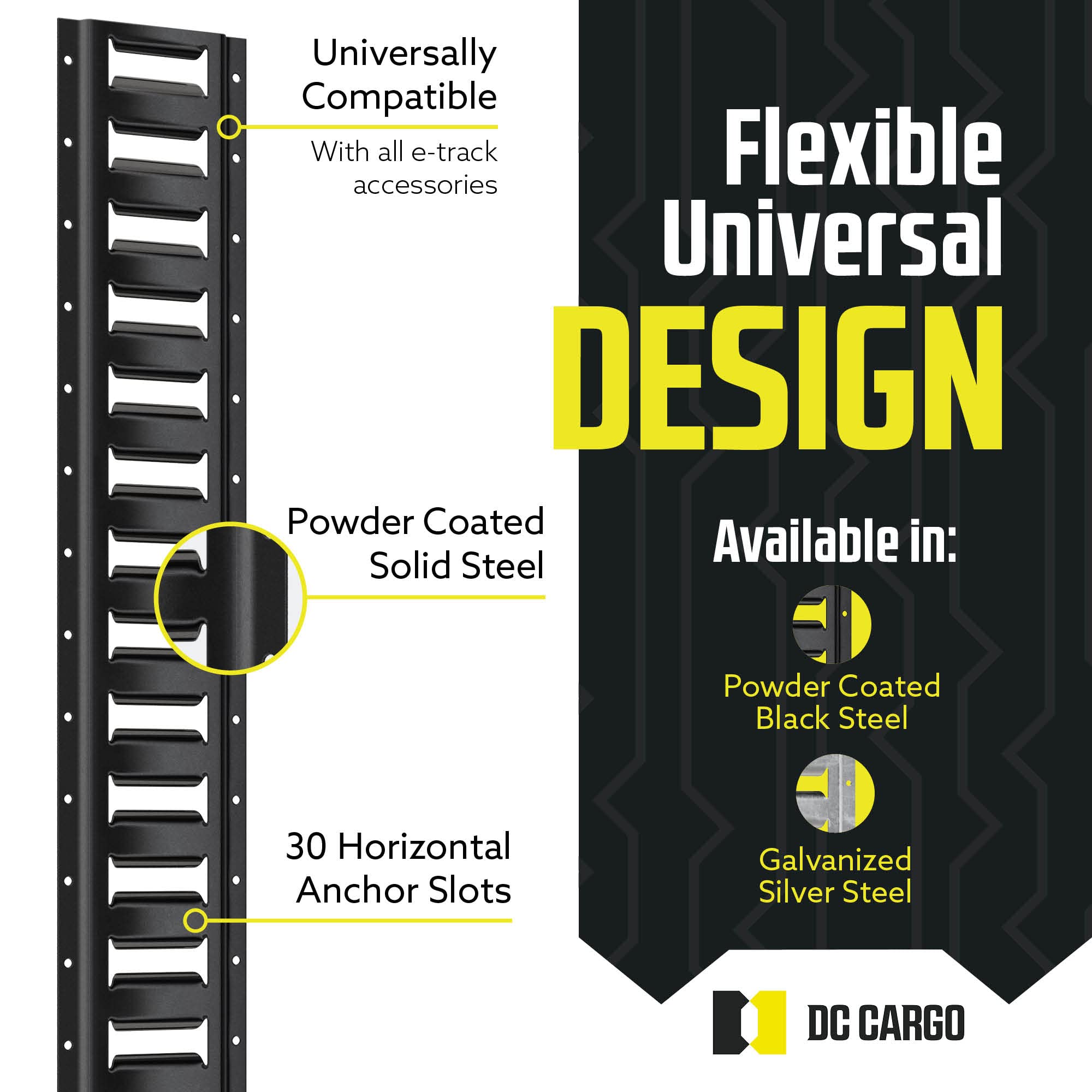 Dc Cargo Mall Indoor E Track Tie Down Rail Kit 2' (10 Pack) For Garages, Vans, Trailers, Motorcycle Tie Downs, Atv Mountings - P