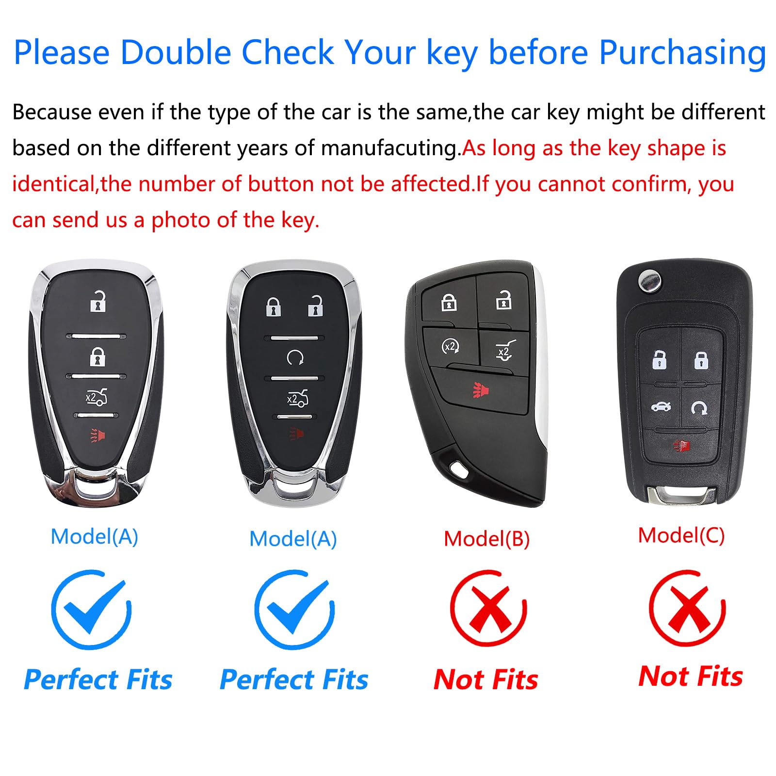 Ocezbiis Key Fob Cover for Chevrolet, Zinc Alloy, Silver, Compatible with Chevy Style A