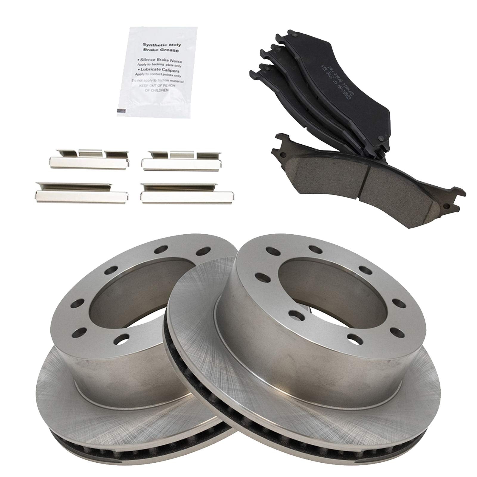Trq Rear Brake Pad & Rotor Kit Brake Pads Brake Rotor Ceramic Compatible With 2003-2007 Ford E-250 1999-2002 E-250 Econoline