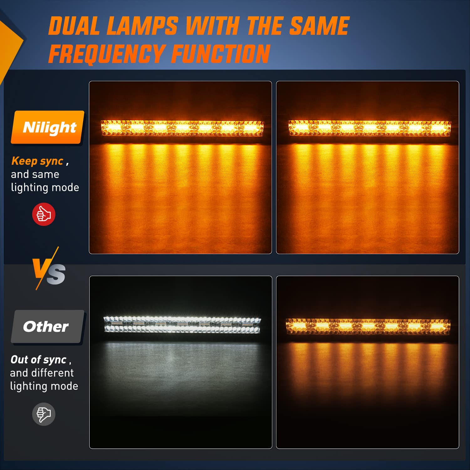 Nilight 20Inch 420W Led Light Bar 2Pcs 4Inch 60W Light Pods Amber White Strobe 6 Modes Memory Function Reset Function Off Road T