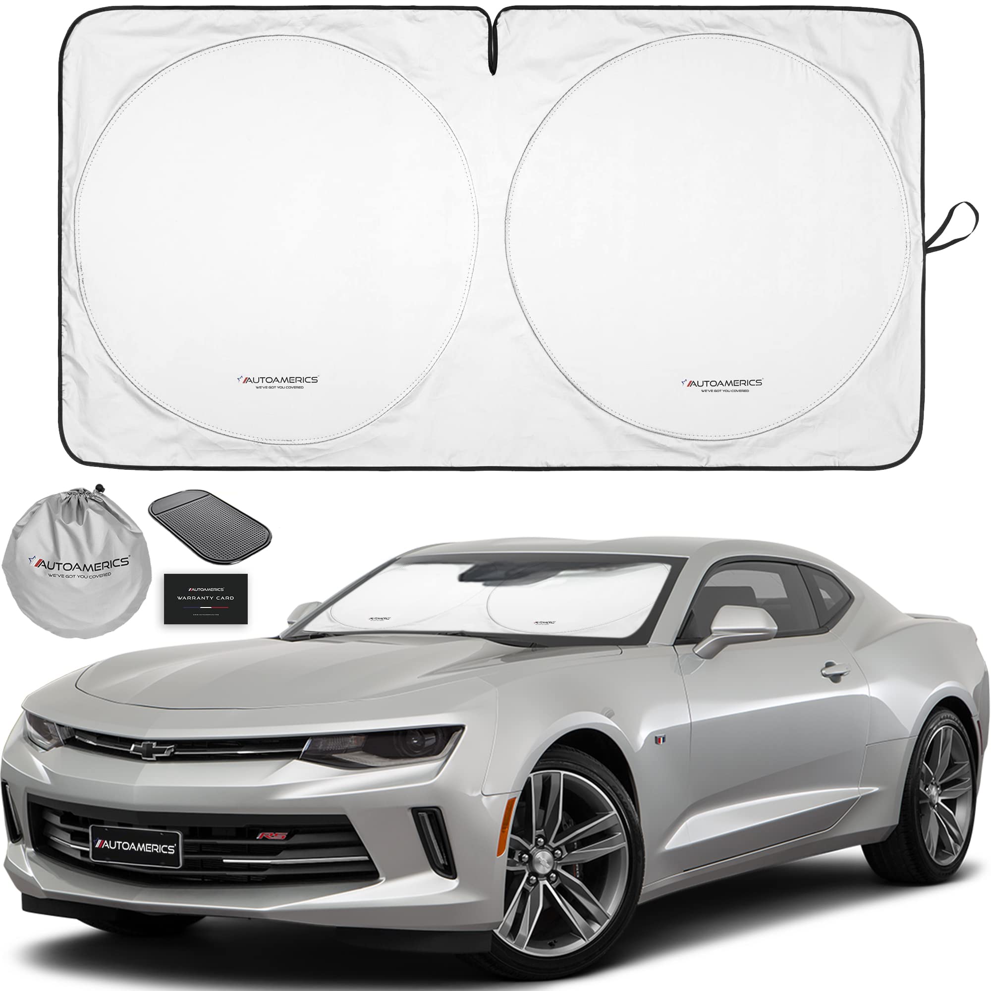 Autoamerics 1-Piece Windshield Sun Shade Foldable Car Front Window Sunshade For Most Sports Cars Suv Truck - Best Heat Shield Re