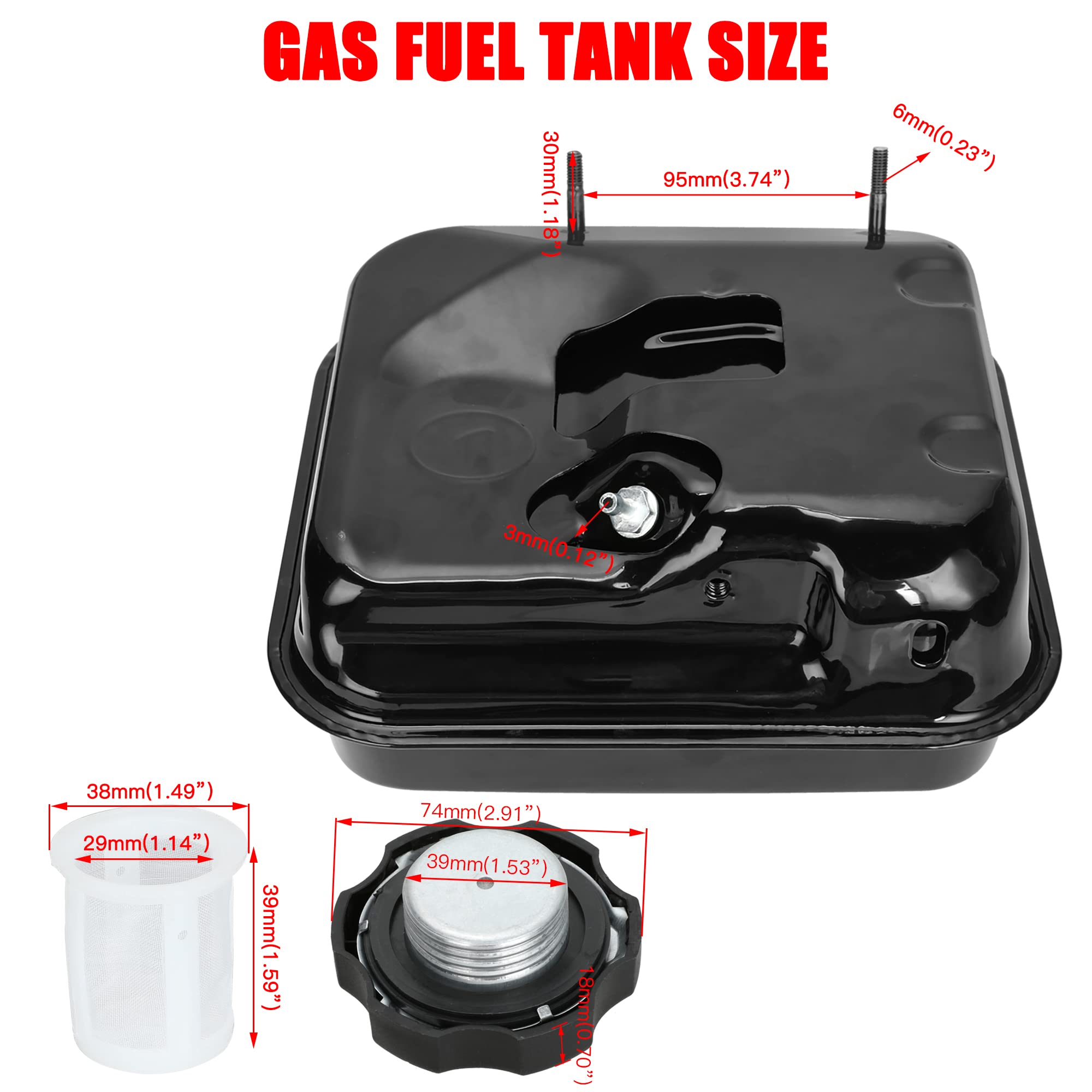 GREHUA Gas Fuel Tank GFT-212A with Fuel Level Gauge for Predator 212cc 196cc Mini Bikes & Go Karts - Metal, Black