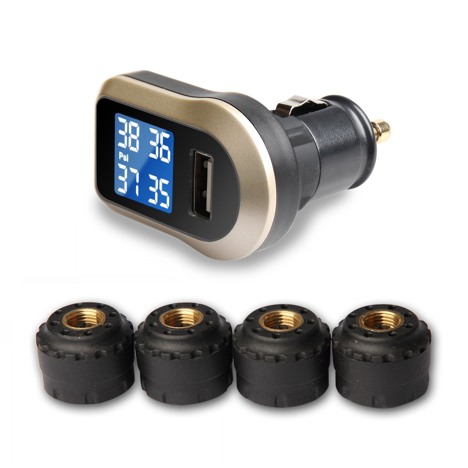 Vesafe Wireless Tire Pressure Monitoring System, Universal Tpms With Real-Time Lcd Display, 5 Alarm Modes, 4 Advanced Waterproof