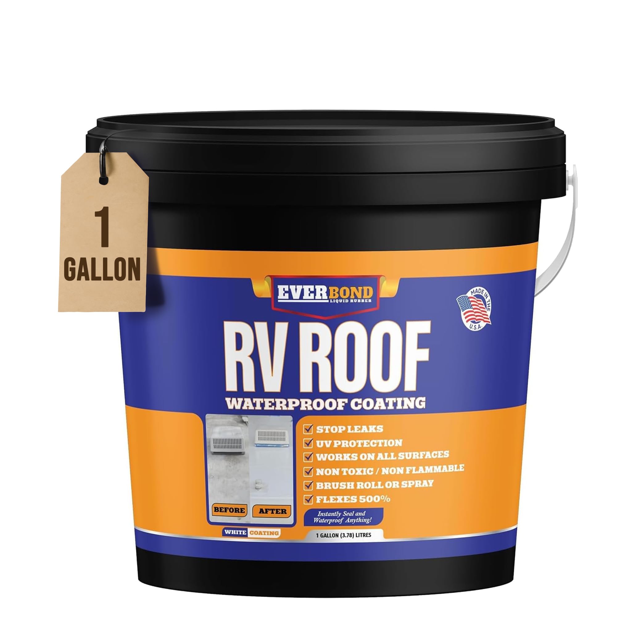 RV Roof Coating - Liquid Rubber RV Roof Sealant for Camper Roofs, Trailers, Motorhomes, and Metal Buildings - Roof Cooling White