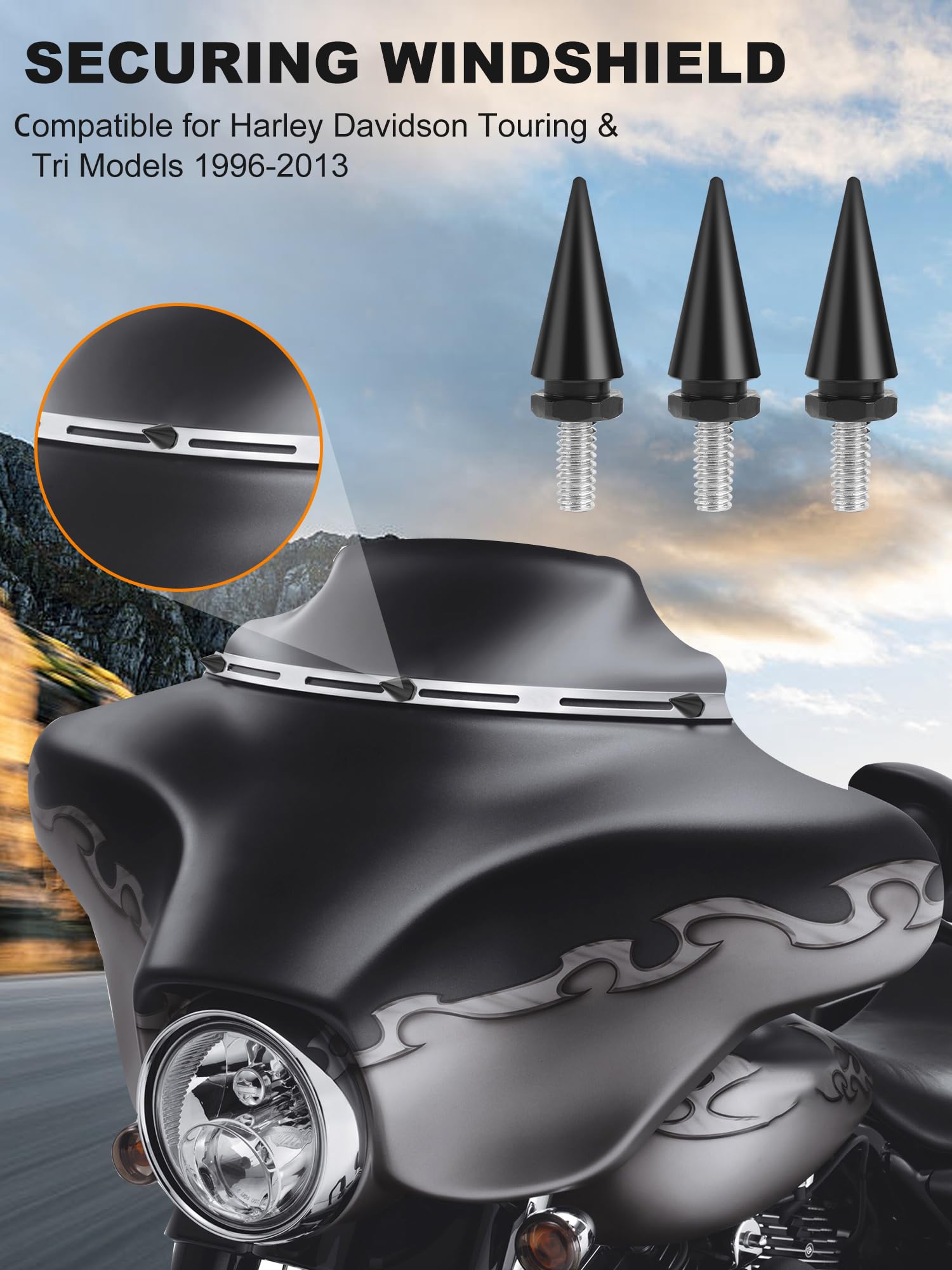 Ailmoto Motorcycle Windshield Bolts, Windscreen Screws, Fairing Bolts Compatible For Harley Davidson Electra Glide, Street Glide