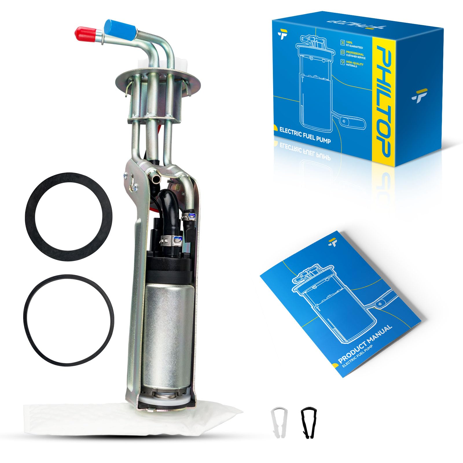 PHILTOP HP10145 Electric Fuel Pump Assembly Compatible with 1994-1997 Ford Mustang 3.8L 4.6L 5.0L 5.8L, Replaces E2191H, EP2015H