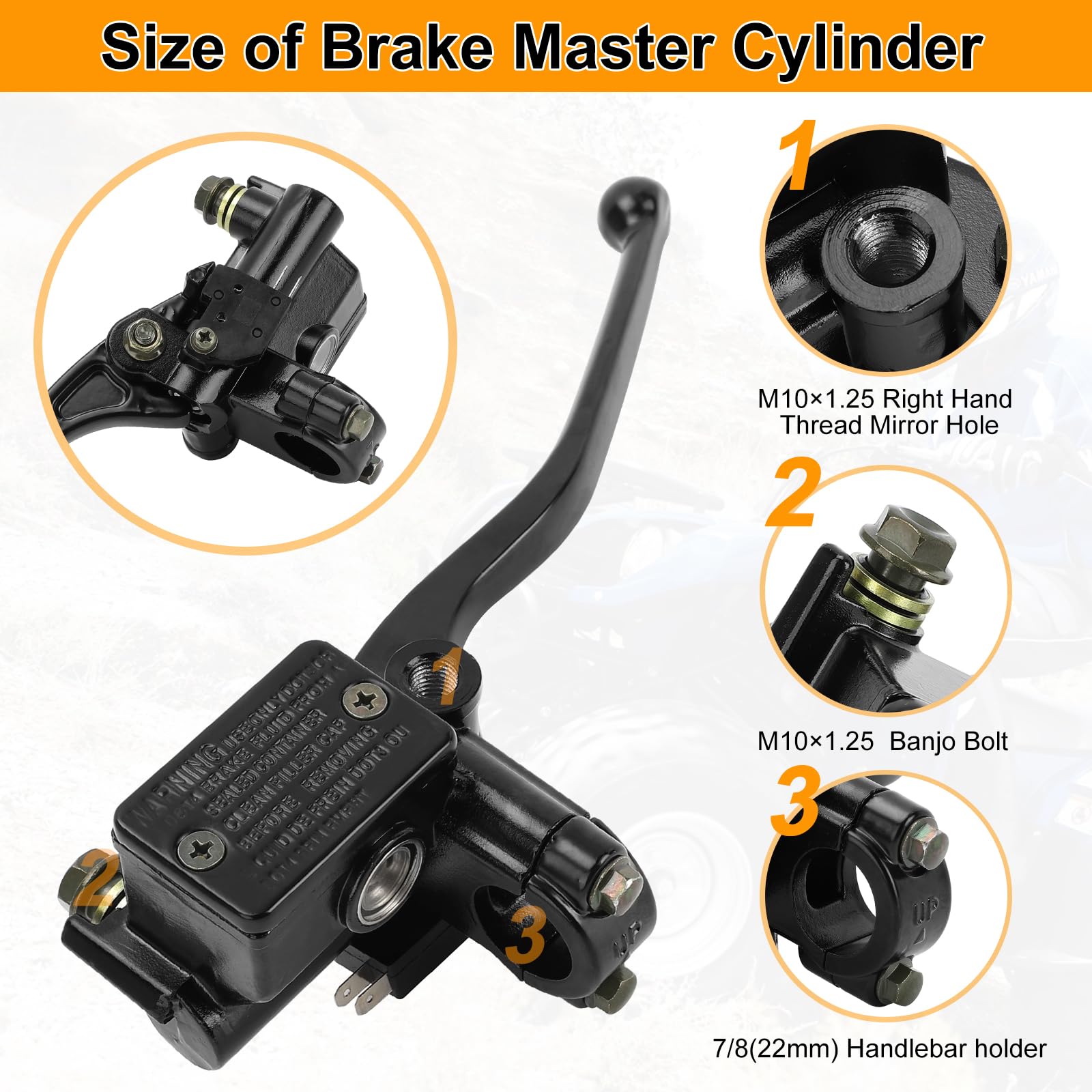 M MATI Front Brake Master Cylinder for Yamaha ATV Banshee Big Bear Grizzly Kodiak Warrior Wolverine YFZ YFM 350 400 2GU-25870-10