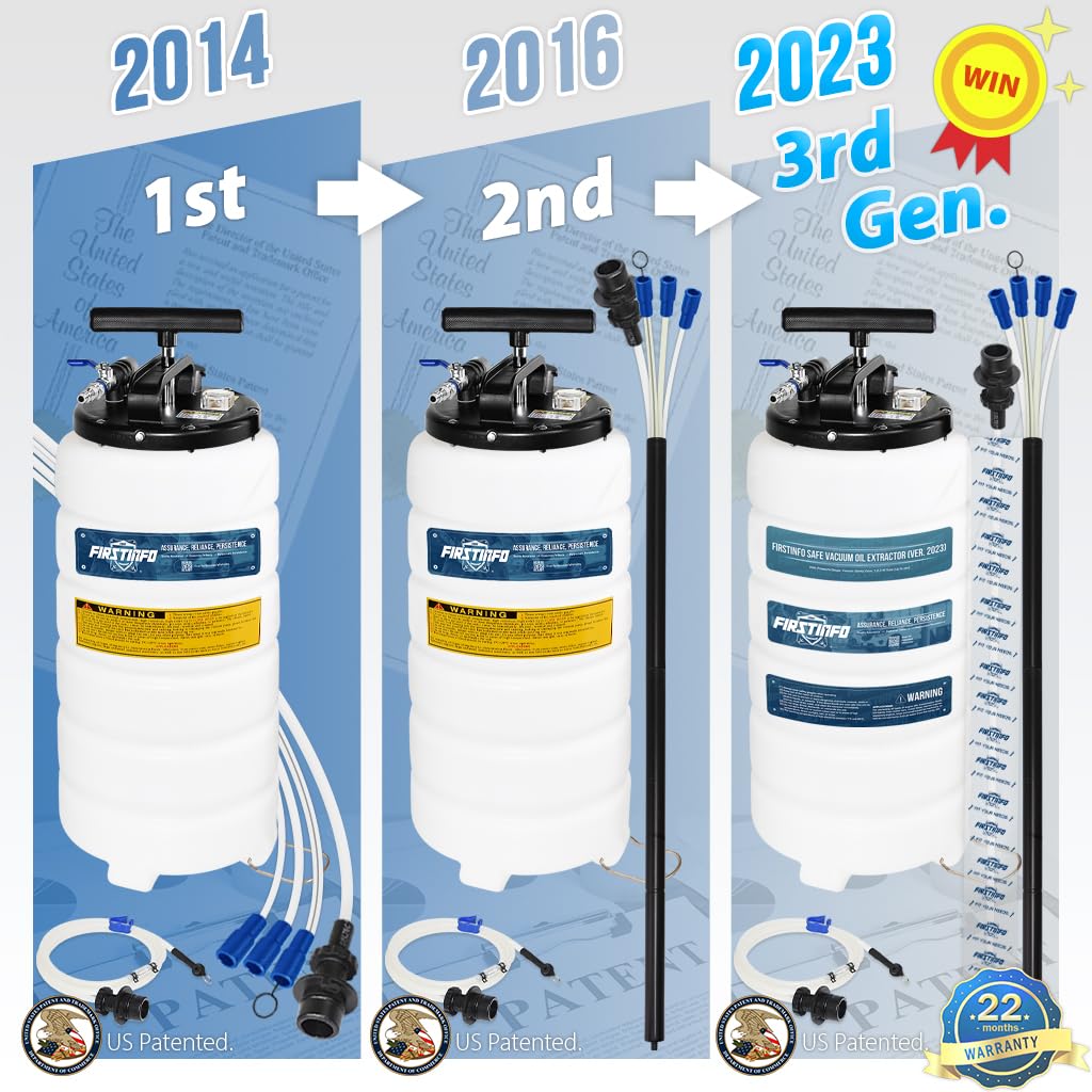 Firstinfo A1106Us Patented 15L Pneumatic/Manual Oil/Fluid Vacuum Extractor Pump For Automobile Fluids Evacuation W/Pressure Gaug