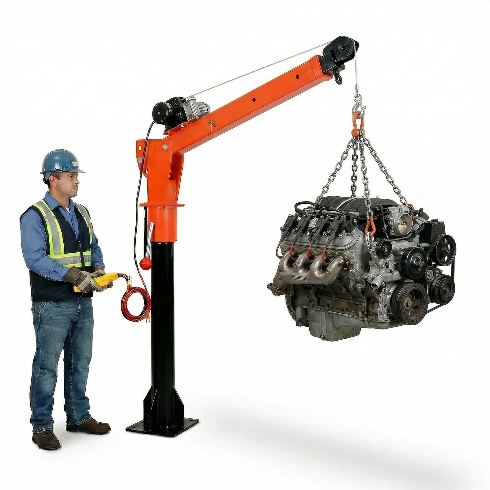 Heavy Duty Alloy Steel Foldable Truck Bed Crane, 2000LBS Pickup Truck Crane, 3500LBS 12V Electric Winch Jib Crane, 360 Swivel, A