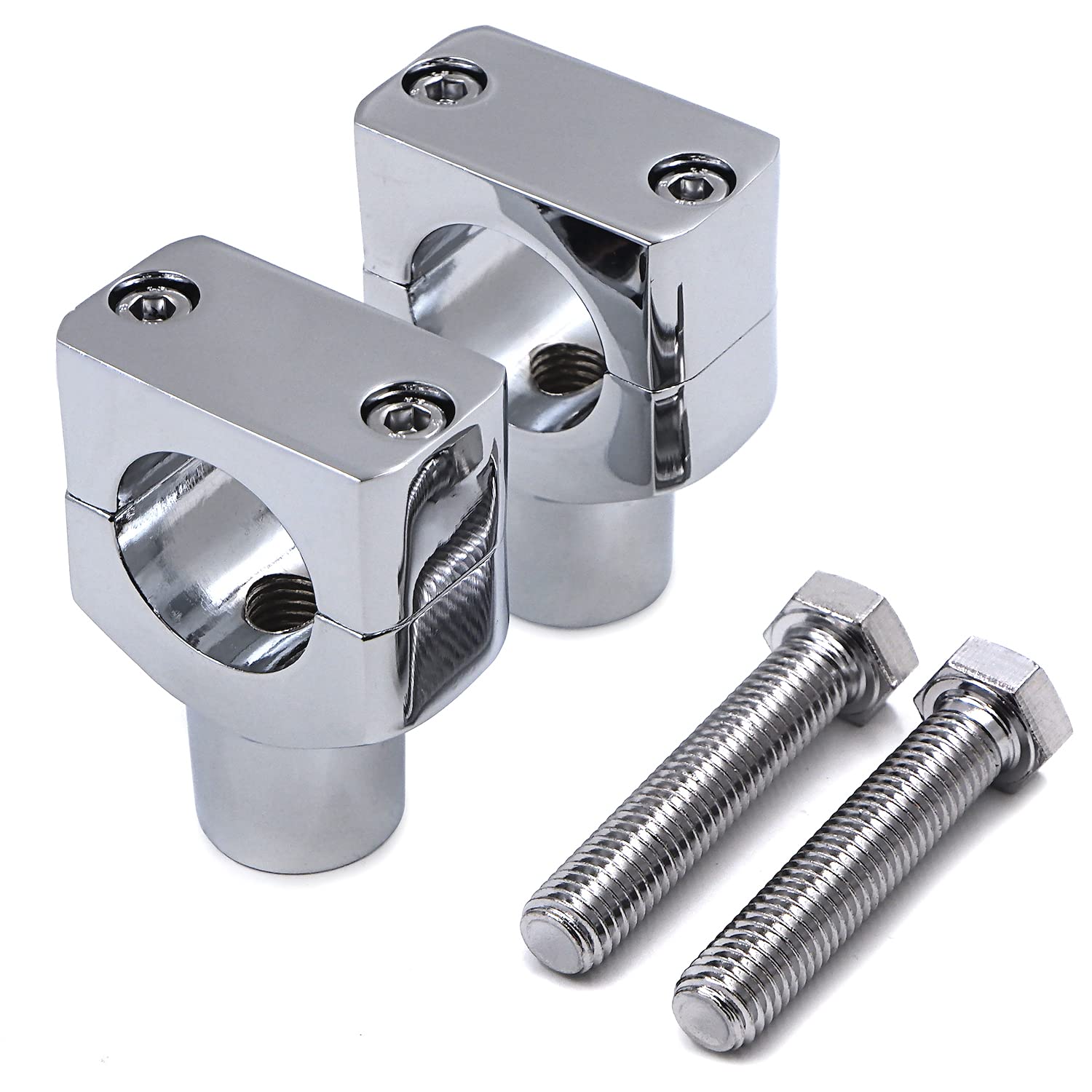HongK Chrome 1.25" Motorcycle Handlebar Riser Clamp - 31.25mm, Aluminum, Compatible with H-D Cruisers & Choppers