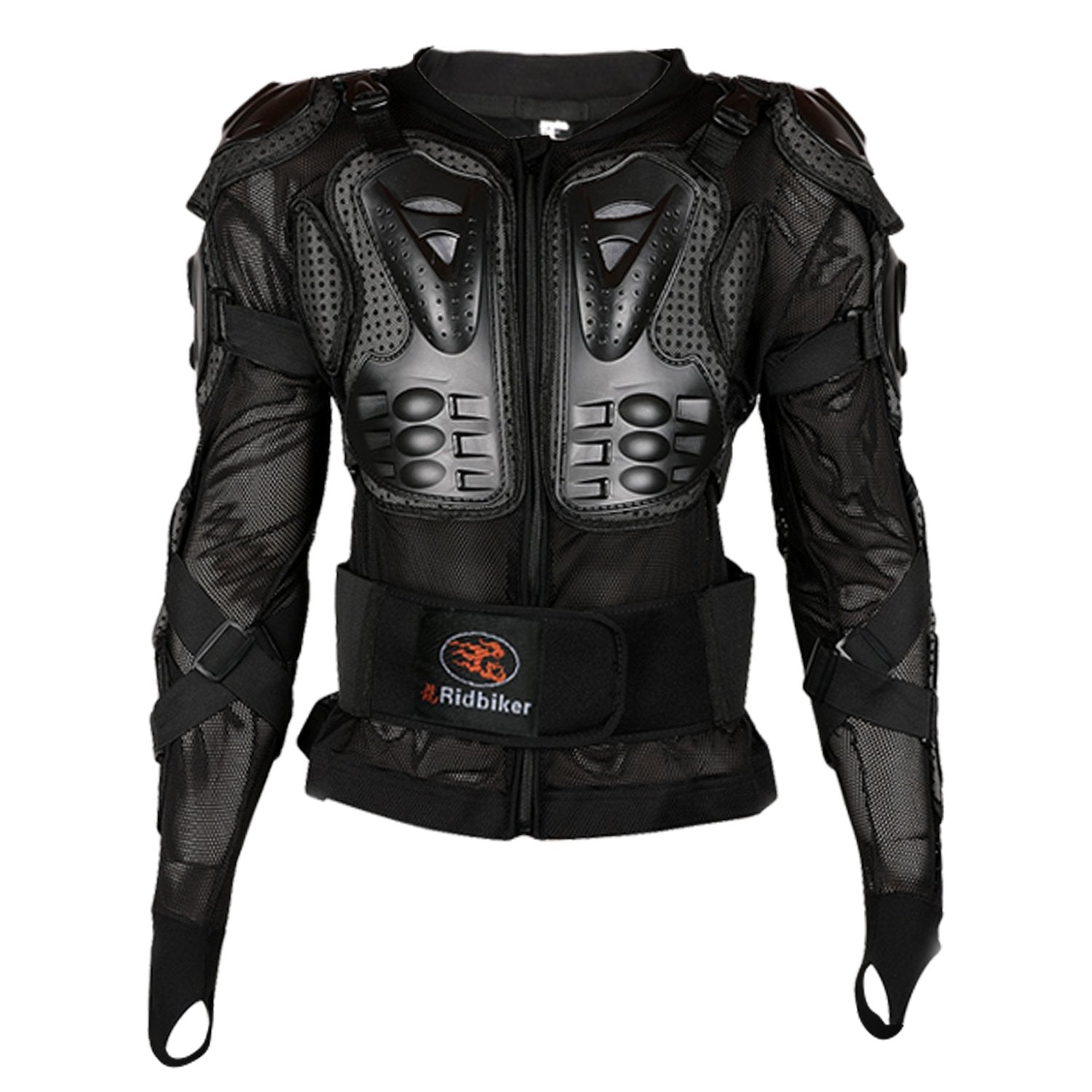 Ridbiker Motorcycle Full Body Armor Protector Removable Racing Jacket Motocross Spine Chest Motocross Protective Shirt (Black, S
