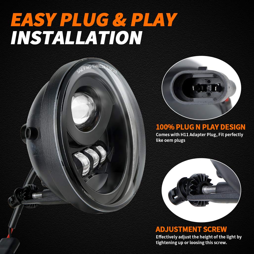 Z-Offroad New Dot Approved Led Fog Lights For 2005-2011 Tacoma, 2004-2006 Solara, 2008-2015 Sequoia, 2007-2013 Tundra - Black