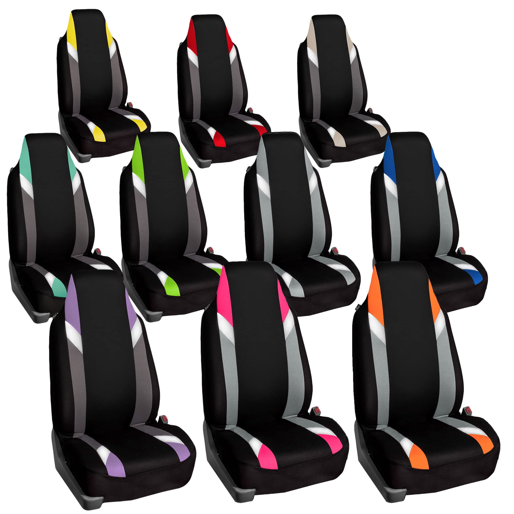 Fh Group Car Seat Cover Cloth Front Set - Car Seat Covers For Bucket Seats, 1-Piece Seat Cover, Universal Fit, Automotive Seat C