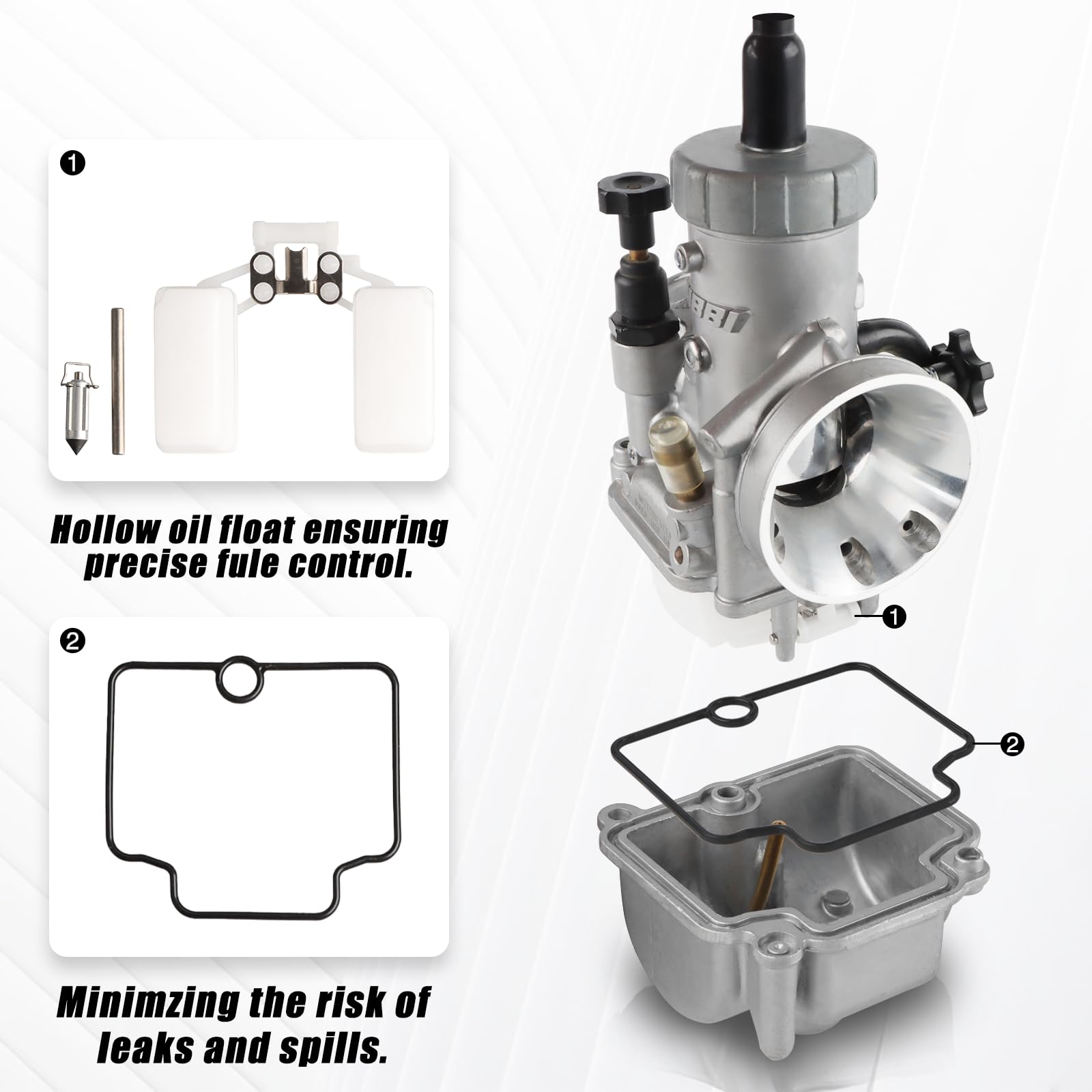 NIBBI PE24mm Carburetor for 140cc-150cc Flange Motorcycle Engine Carburetor with Carb Jets for Dirt Bike Mini Bike Yamaha Kawasa