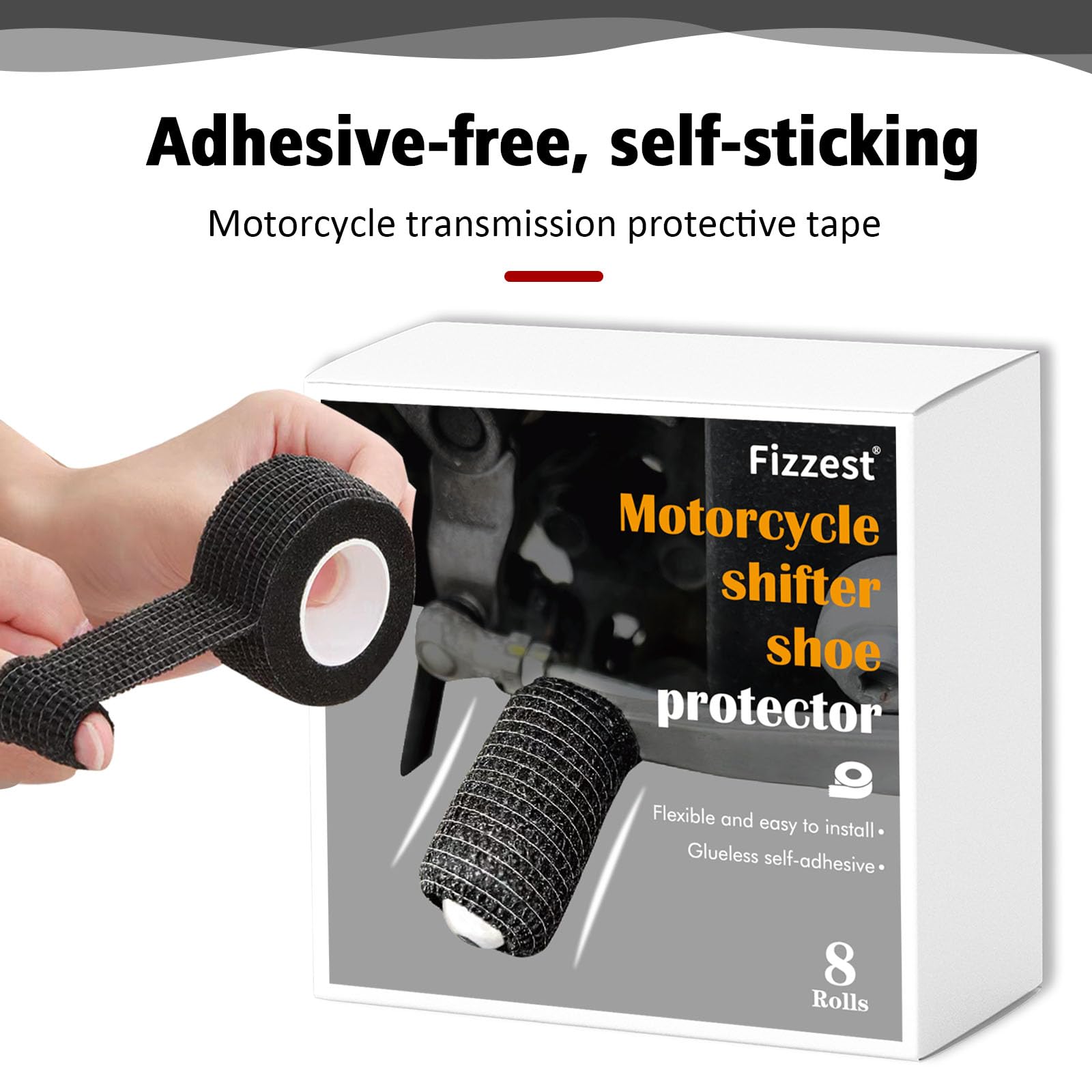 Fizzest Motorcycle Shifter Shoe Protector - Black Non-Woven Fabric Gear Shift Cover Guard, Includes 8 Rolls