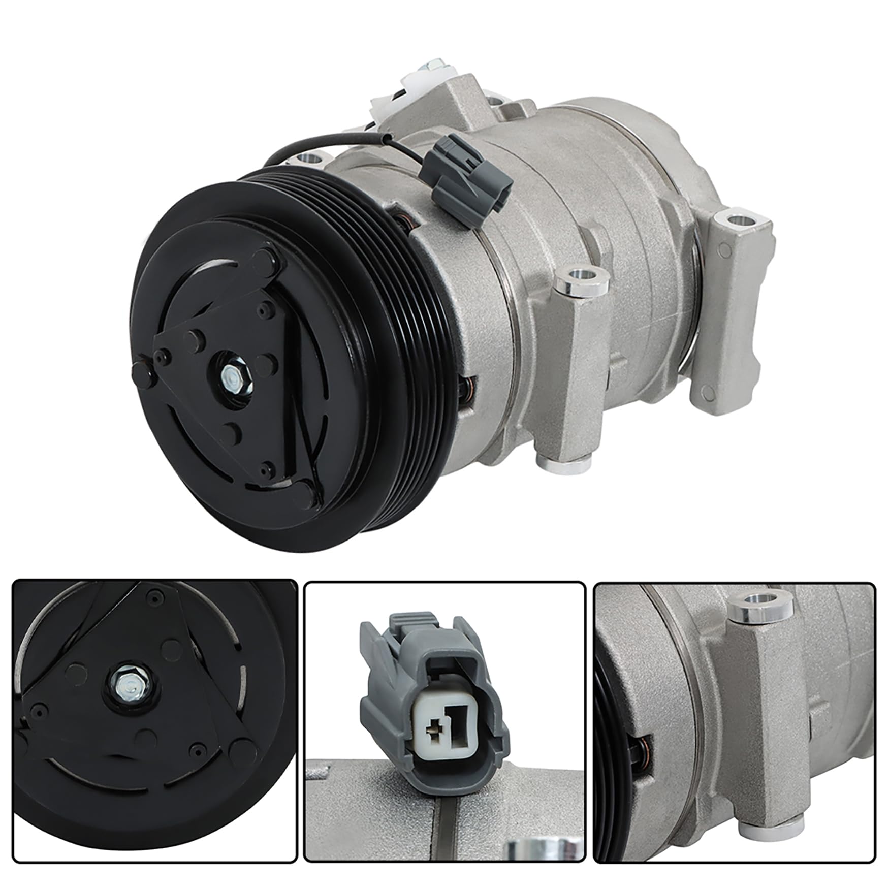 WFLNHB AC Compressor & A/C Clutch, A/C Ports 6 Grooves Replacement for Acura MDX 3.5L 2003-2006 Replacement for Honda Odyssey Pi